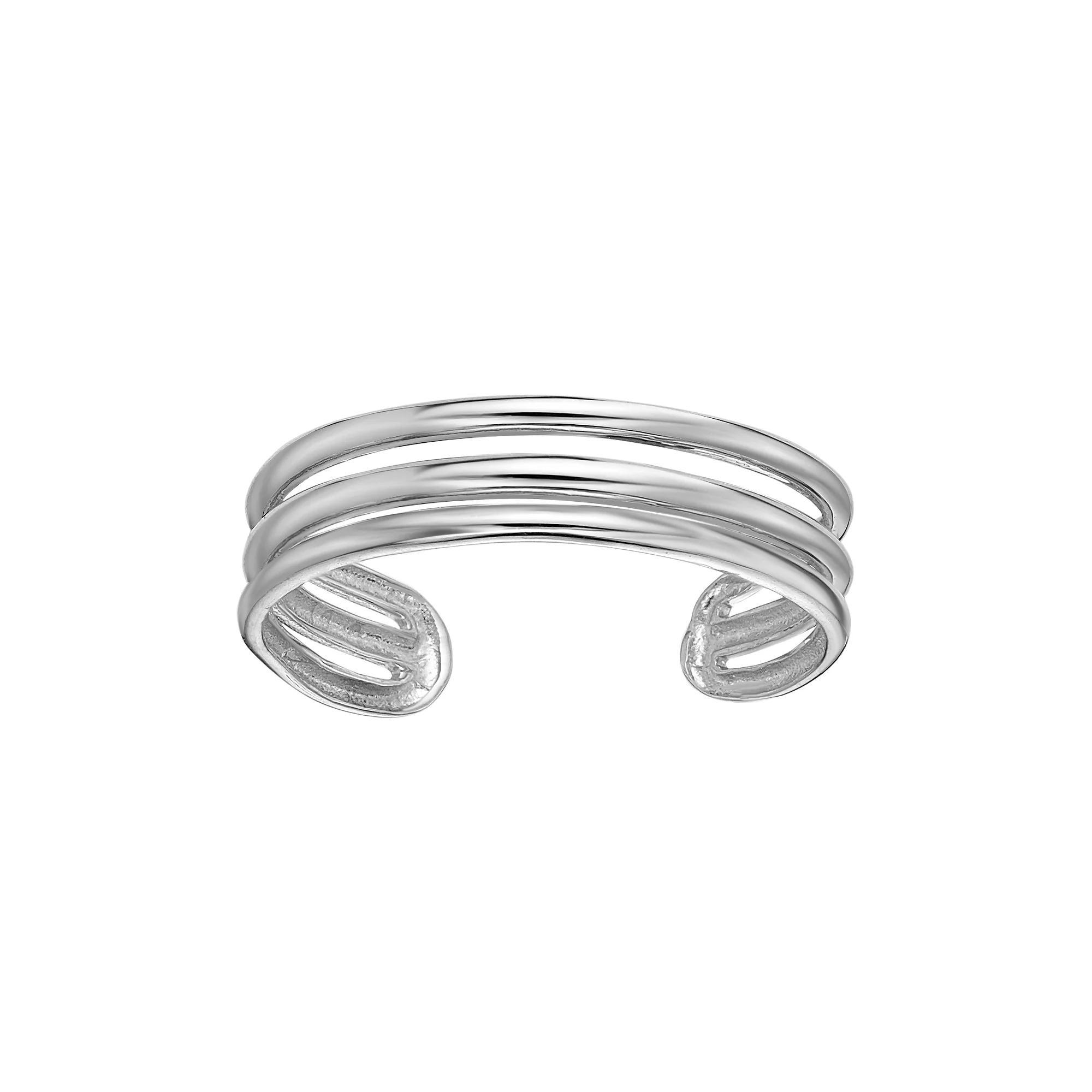 Lila Moon 10k White Gold Triple Band Adjustable Toe Ring, Women's, 10k Whgold Product Image