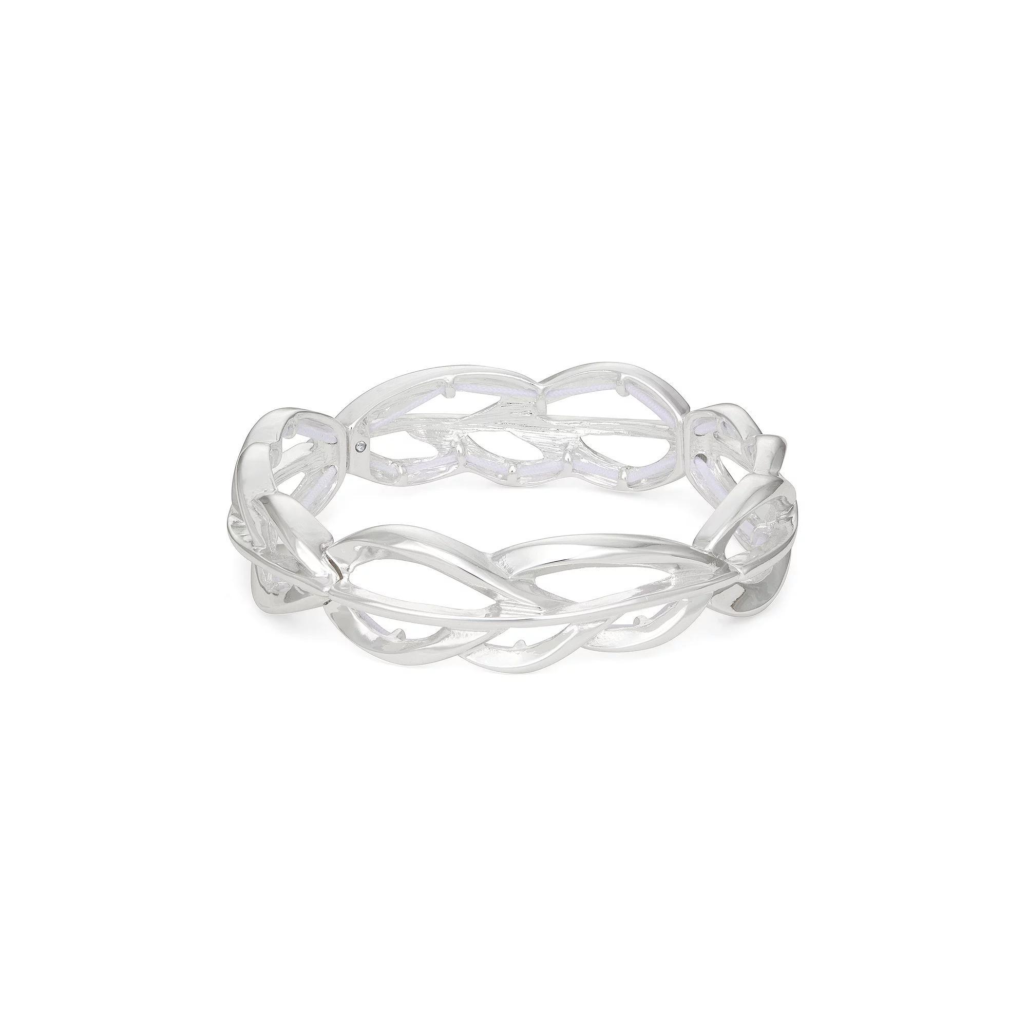 Napier Silver Tone Silver Leaves Stretch Bracelet, Womens Product Image