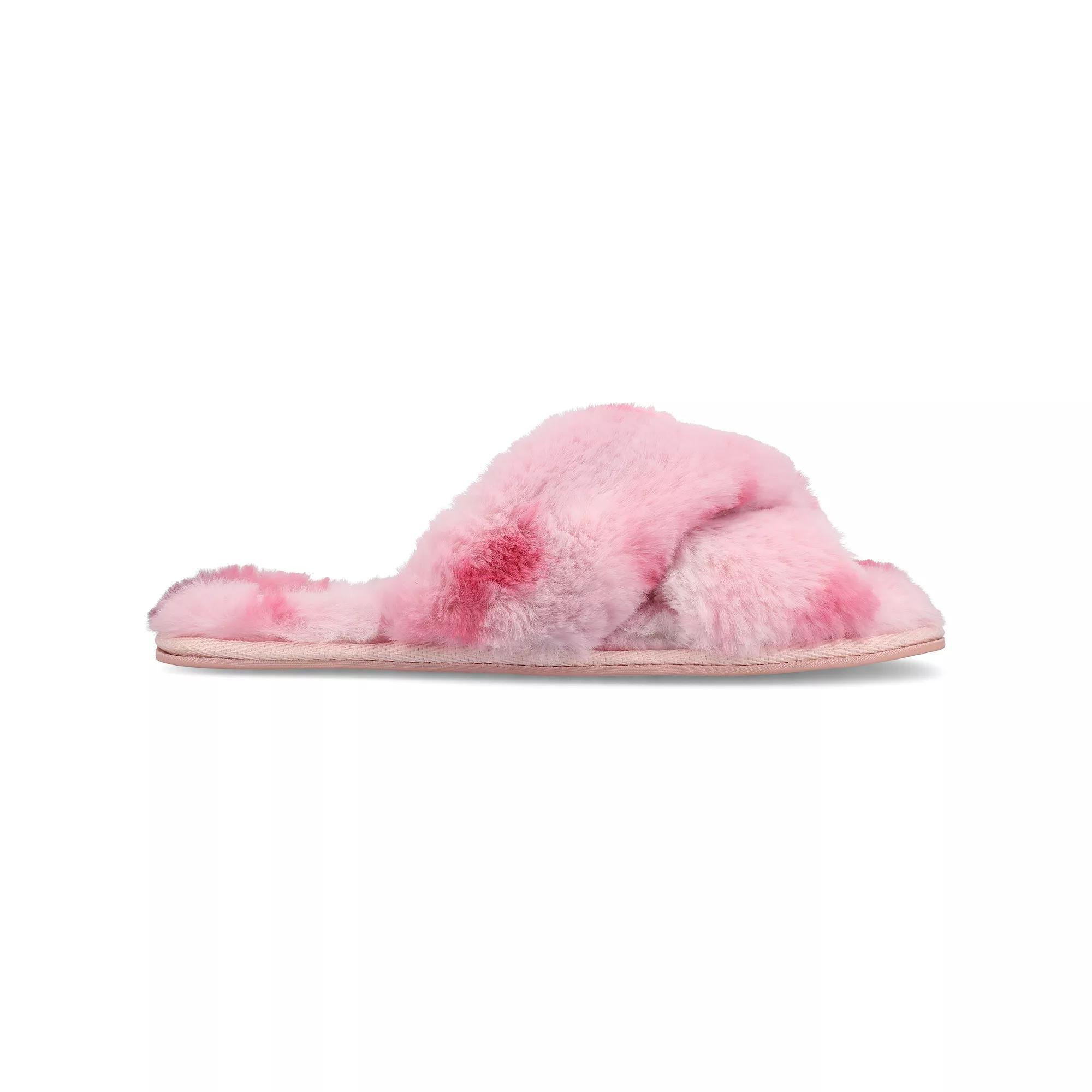 Journee Veedia Women's Crisscross Strap Cushioned Slippers, Size: XL (11/12), Pink Product Image