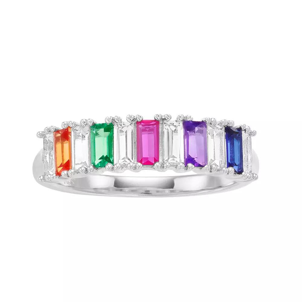 Sterling Silver Gemstone Baguette Ring, Women's, Size: 7 Product Image