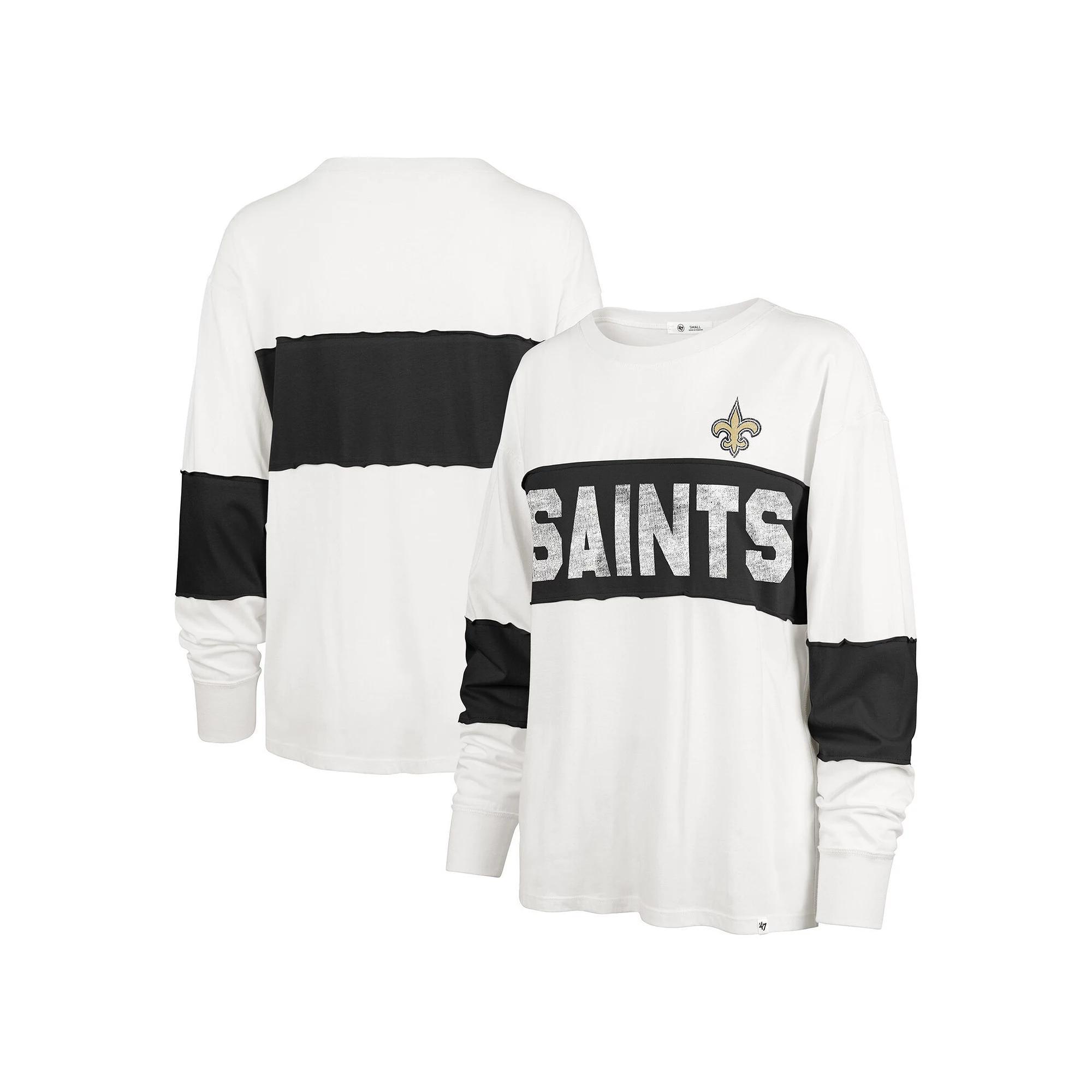 Women's '47 Cream New England Patriots Clubhouse Pride Taylor Long Sleeve T-Shirt, Size: Small, Beige Product Image