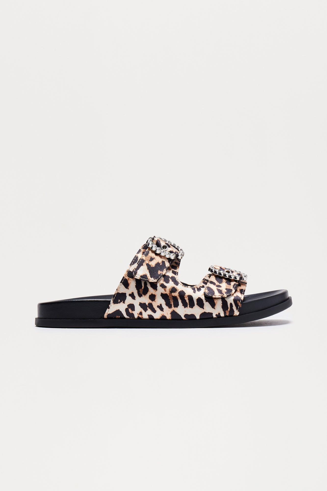 Troye Rhinestone Buckle Sandals - Leopard Product Image