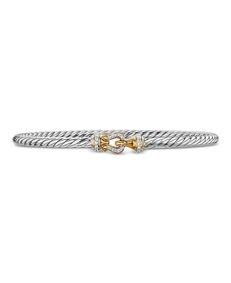 3mm Buckle Helena Bracelet with Diamonds, Silver and Gold Product Image