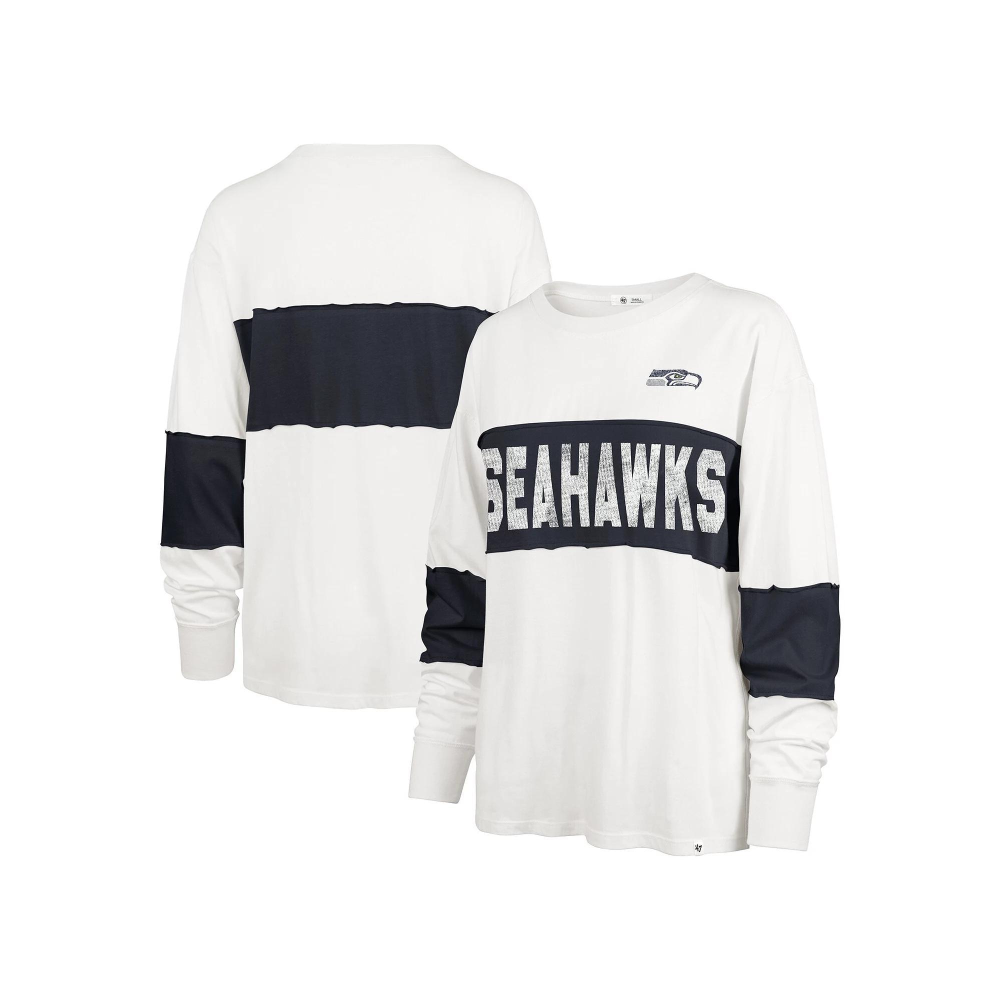 Women's '47 Cream Seattle Seahawks Clubhouse Pride Taylor Long Sleeve T-Shirt, Size: Small, Beige Product Image
