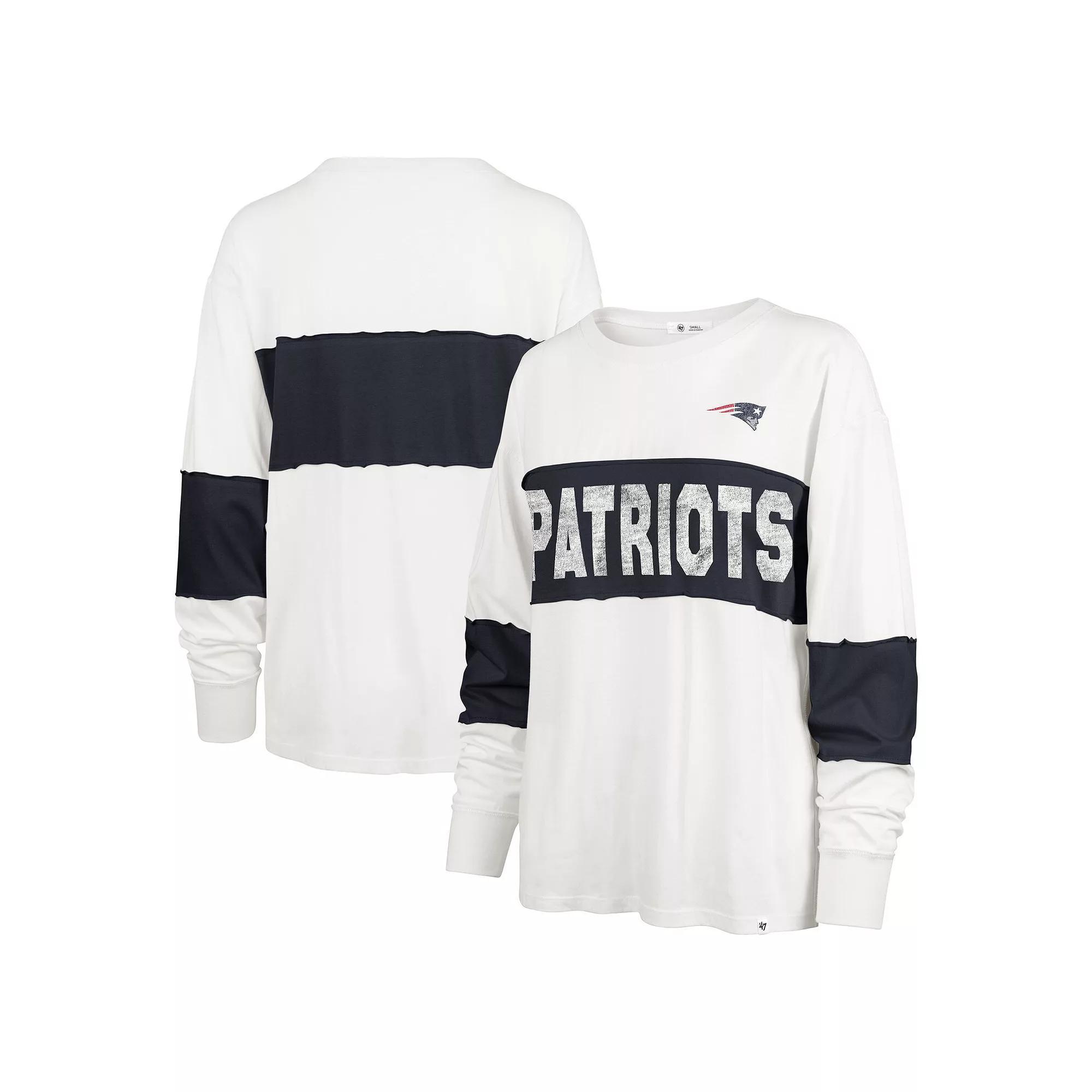 Women's '47 Cream New England Patriots Clubhouse Pride Taylor Long Sleeve T-Shirt, Size: Small, Beige Product Image