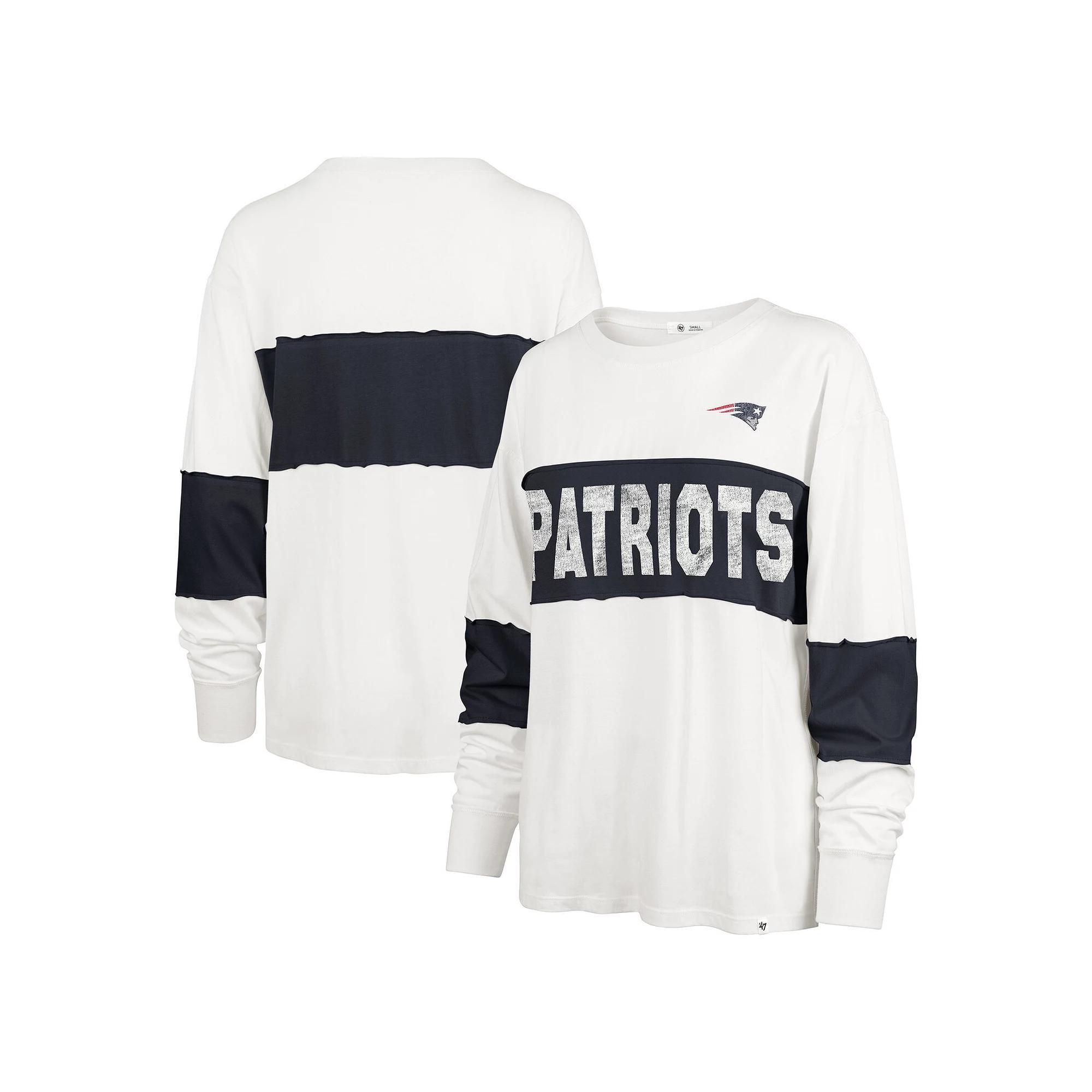 Women's '47 Cream New England Patriots Clubhouse Pride Taylor Long Sleeve T-Shirt, Size: Small, Beige Product Image