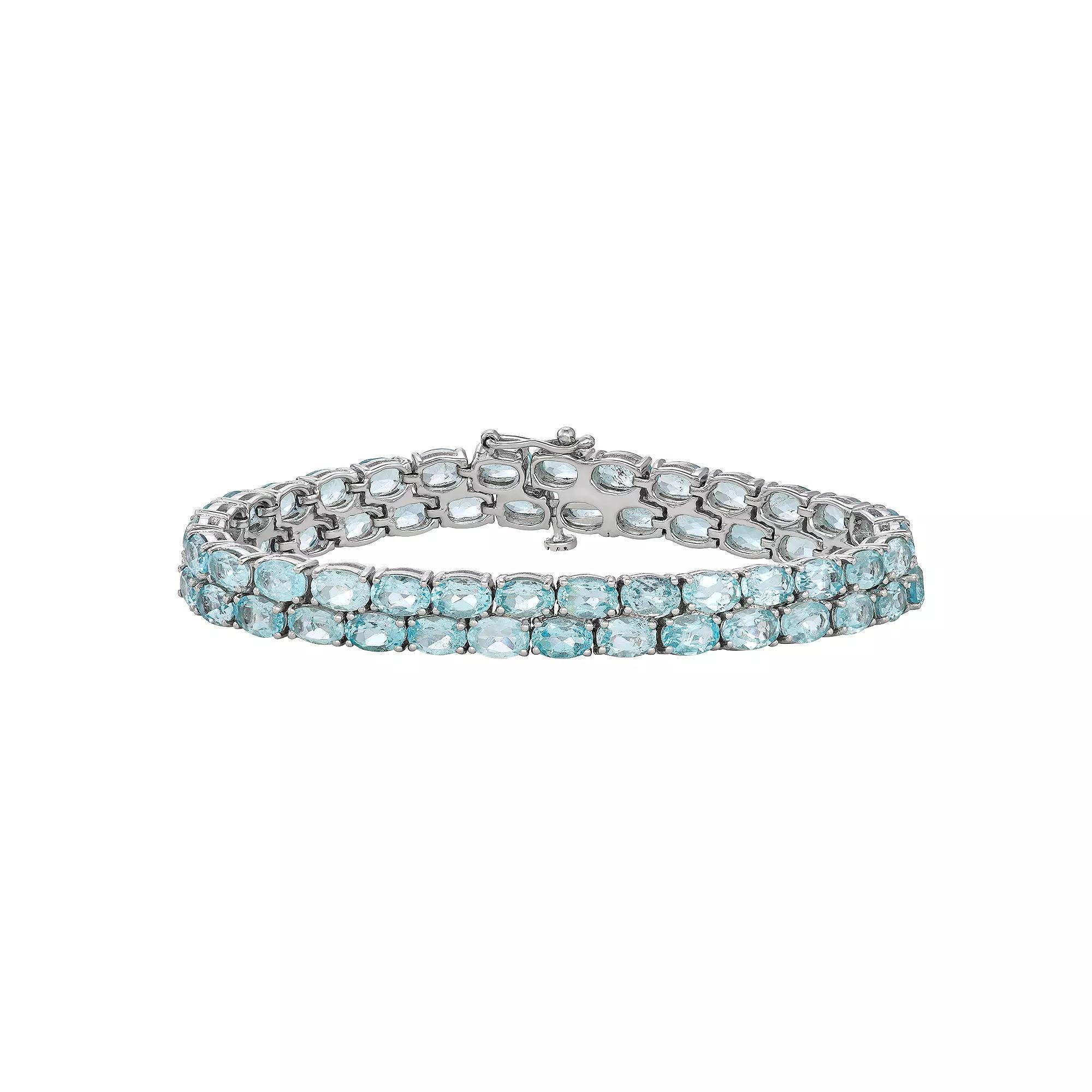 Jewelexcess Sterling Silver 28.80 T.W. Gemstone Bracelet, Women's, Size: 7", Blue Topaz Product Image