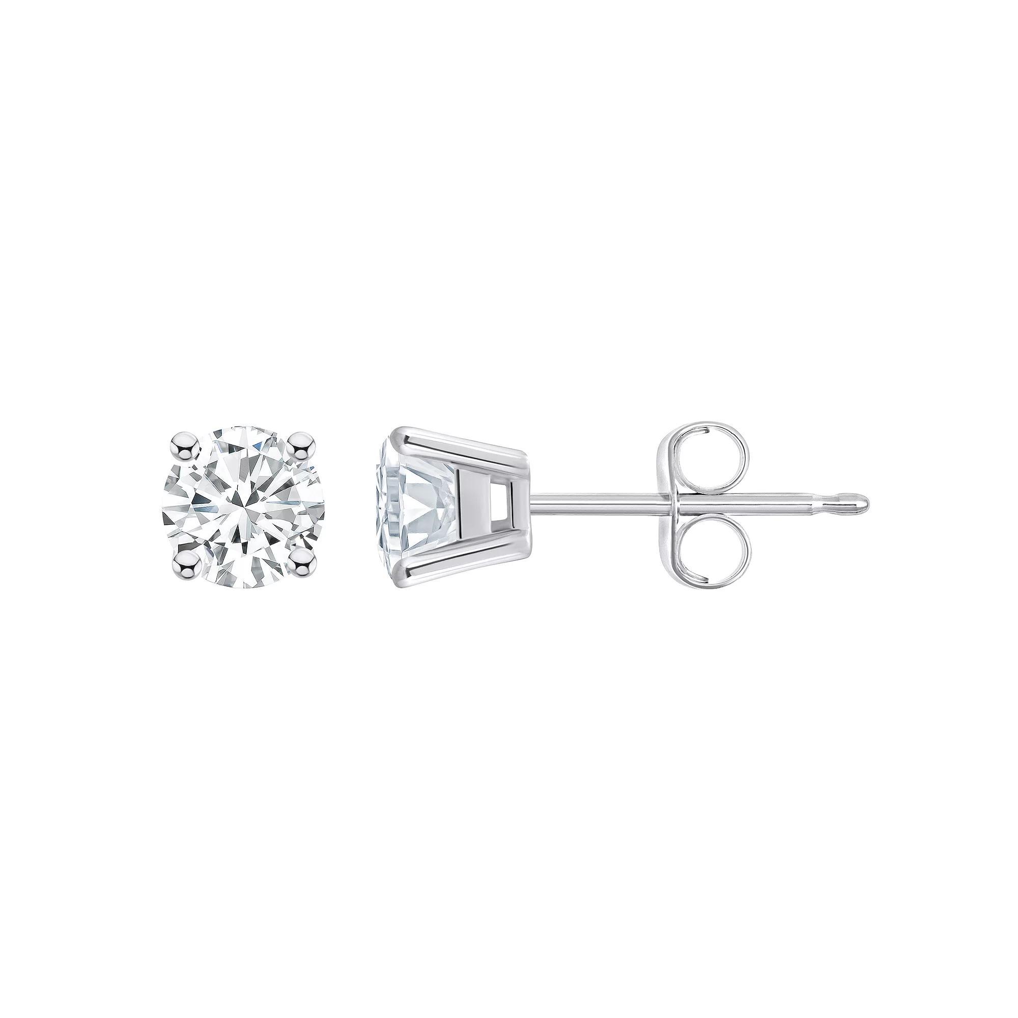Celebration Gems 14k Gold 3/4 Carat T.W. Diamond Round Stud Earrings, Women's, 14k White Gold Product Image