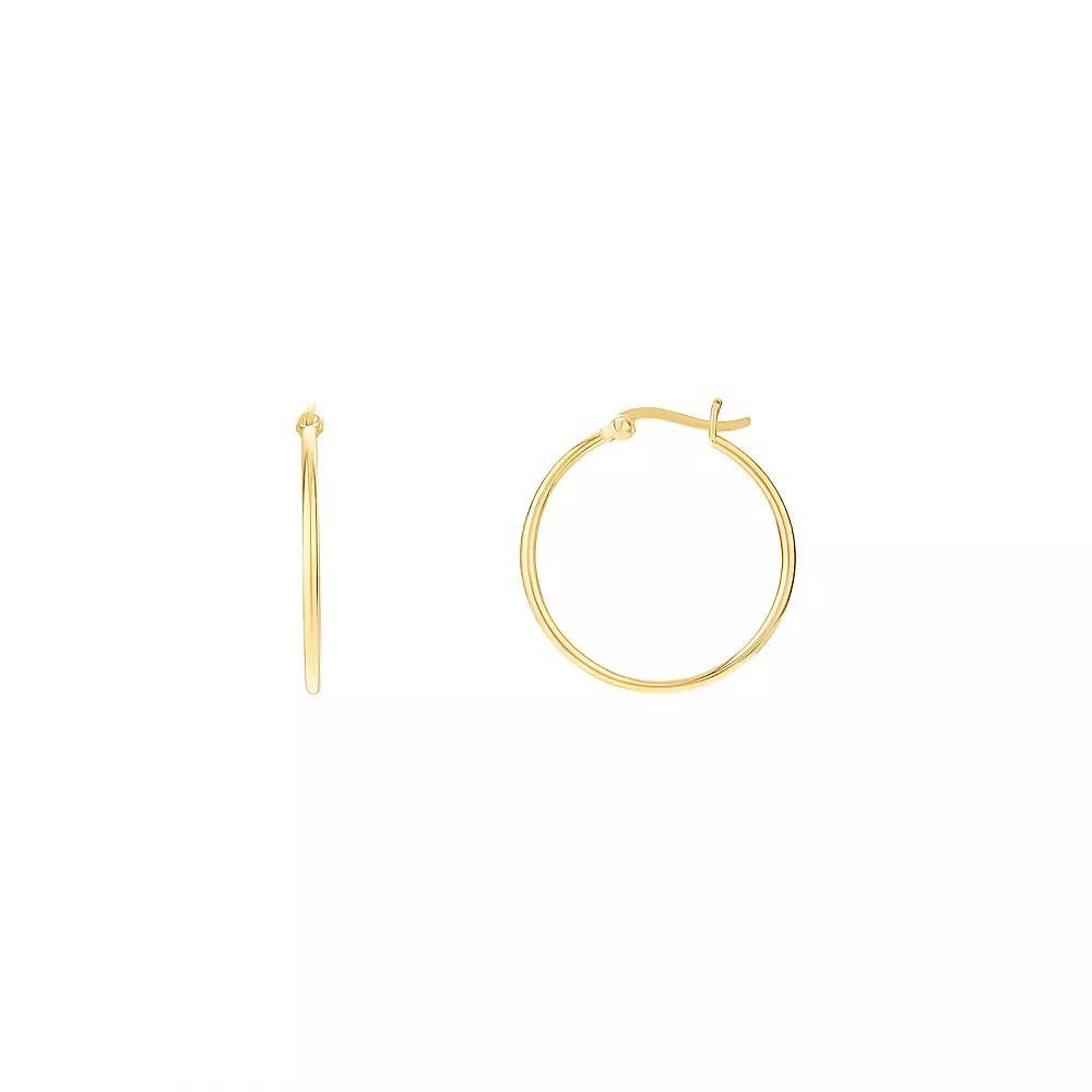 PRIMROSE 24k Gold Over Silver Polished Hoop Earrings, Women's, Size: 40 mm, Yellow Gold Tone Product Image