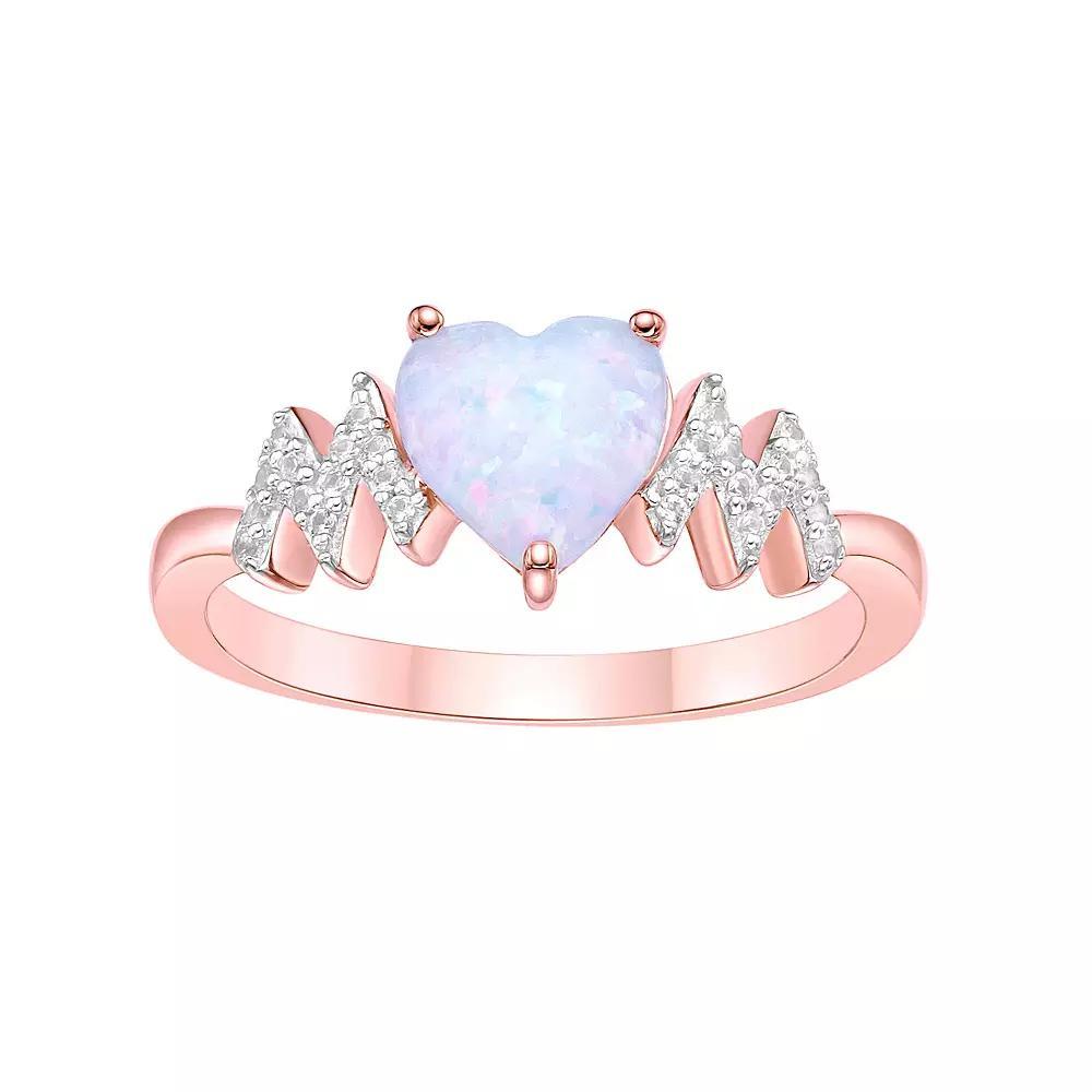 Gemminded 2 Micon 18K Rose Gold Plated Sterling Silver Lab-Created Opal & Lab-Created White Sapphire Ring, Women's, Size: 9, Pink Tone Product Image