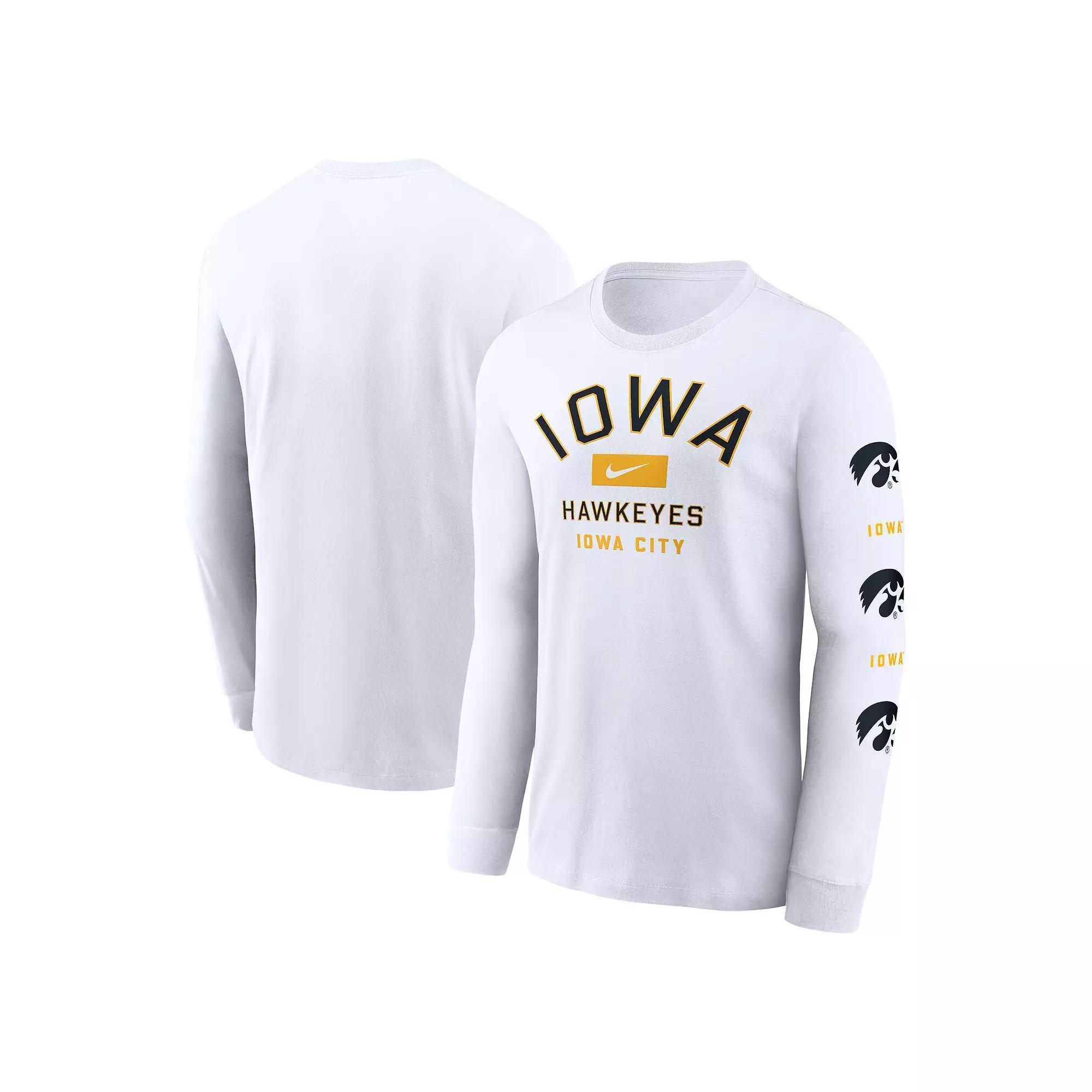 Men's Nike White Iowa Hawkeyes Primetime Classic Location Long Sleeve T-Shirt, Size: 2XL Product Image