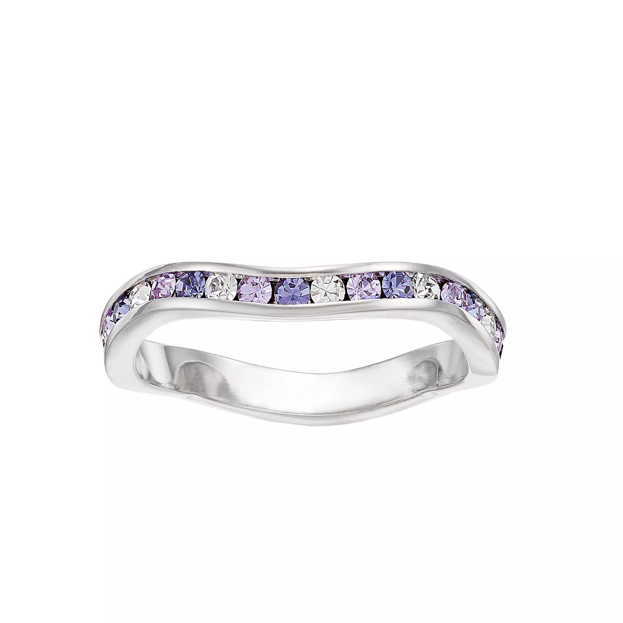 Traditions Jewelry Company Multicolor Crystal Wave Ring, Womens Purple Team Product Image