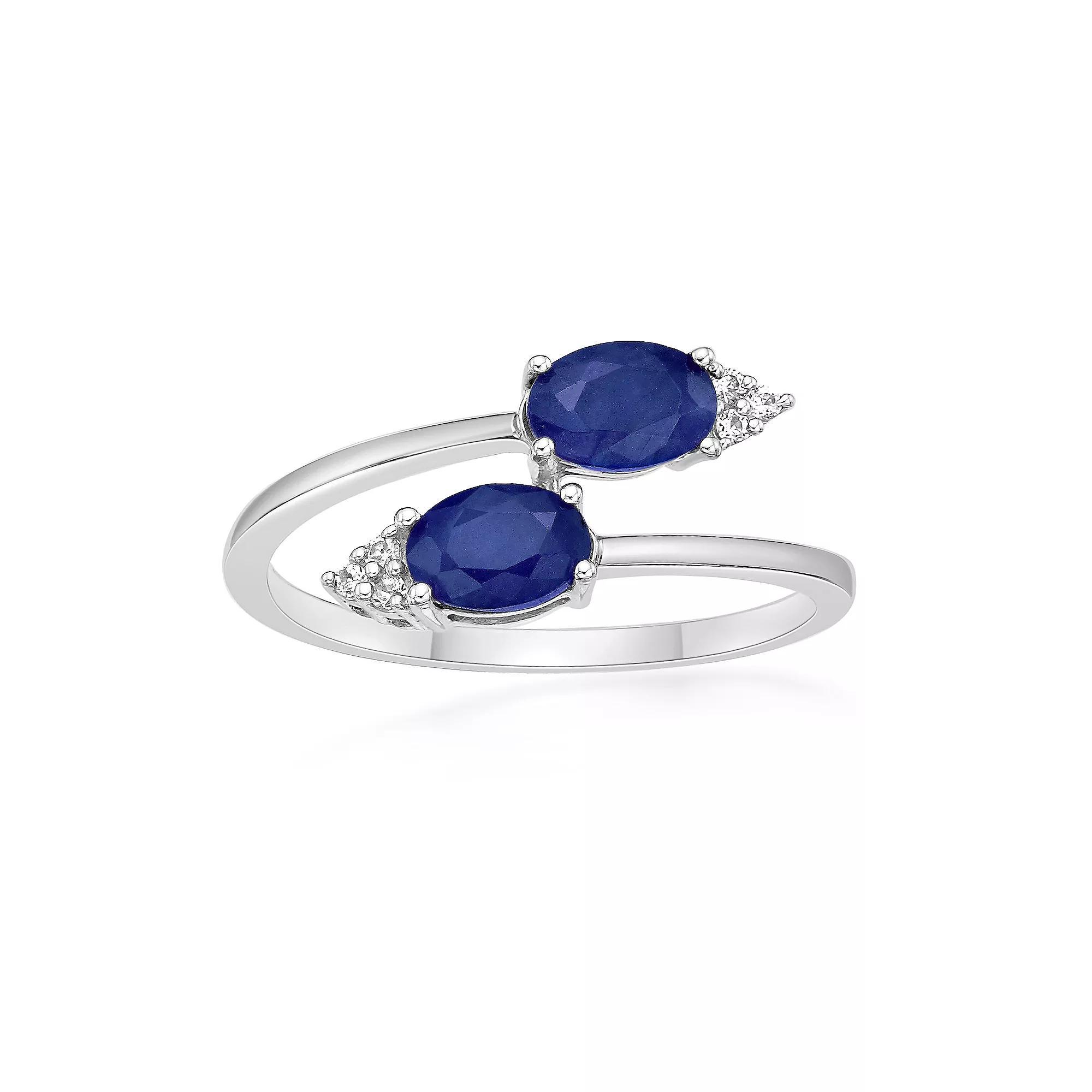 Gemminded 10k White Gold Sapphire & Diamond Accent Ring, Women's, Size: 6 Product Image
