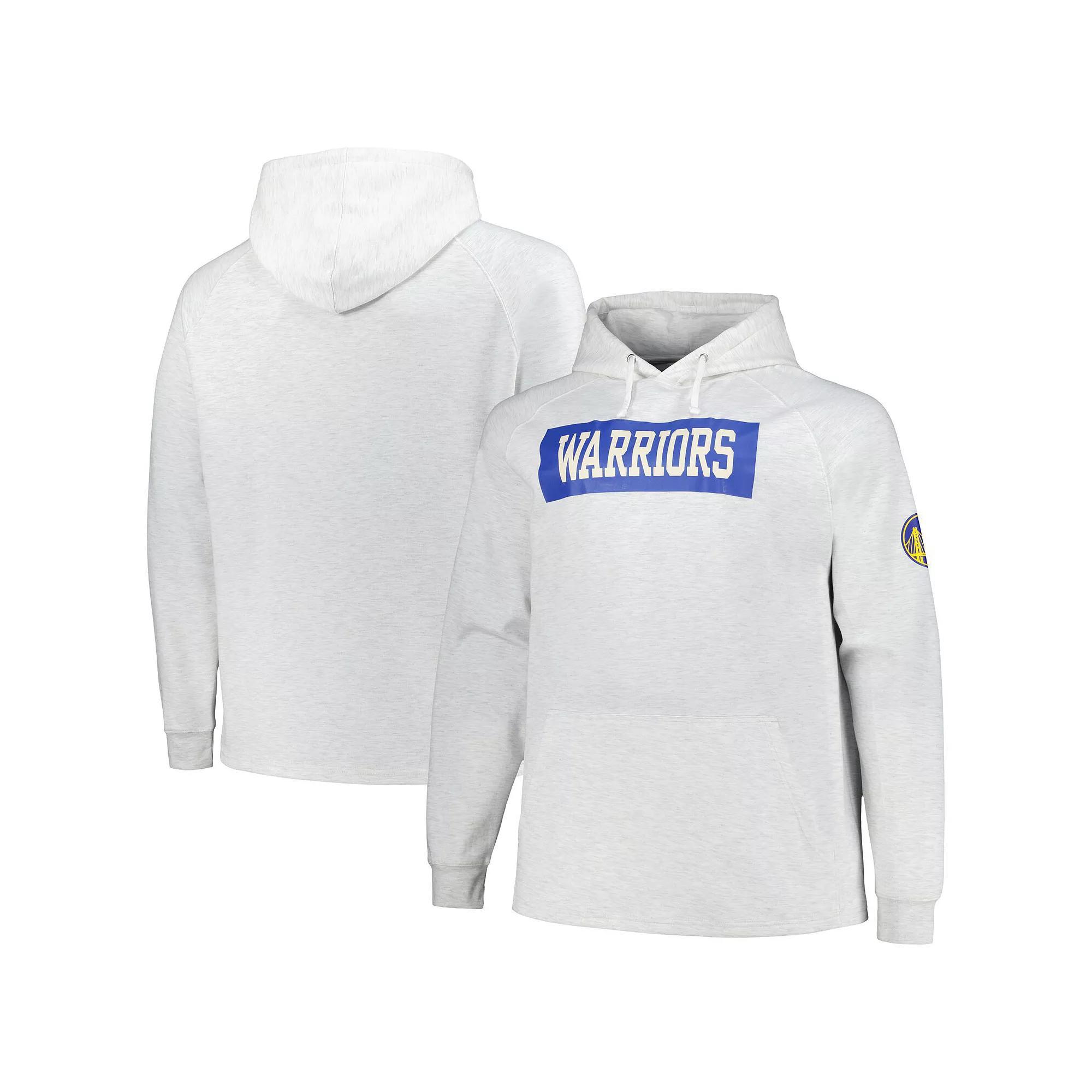 Men's Fanatics Ash Golden State Warriors Big & Tall Raglan Tri-Blend Pullover Hoodie, Size: 4XB, Black Product Image