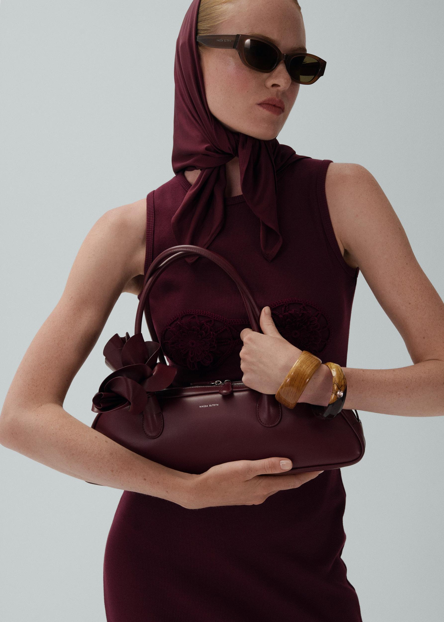 Crochet bra cotton tank dress in bordeaux Product Image