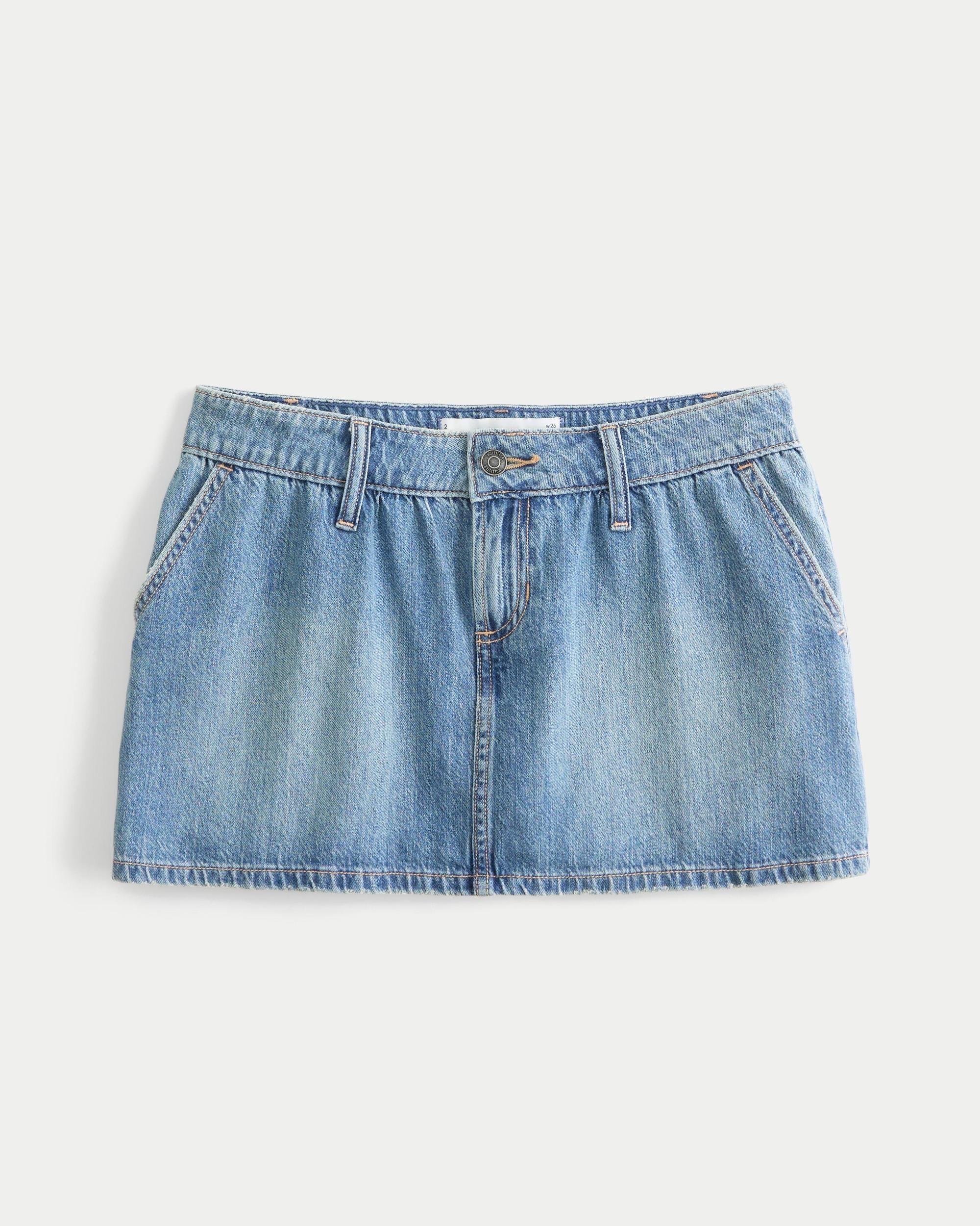 Low-Rise Denim Mini Skort Product Image
