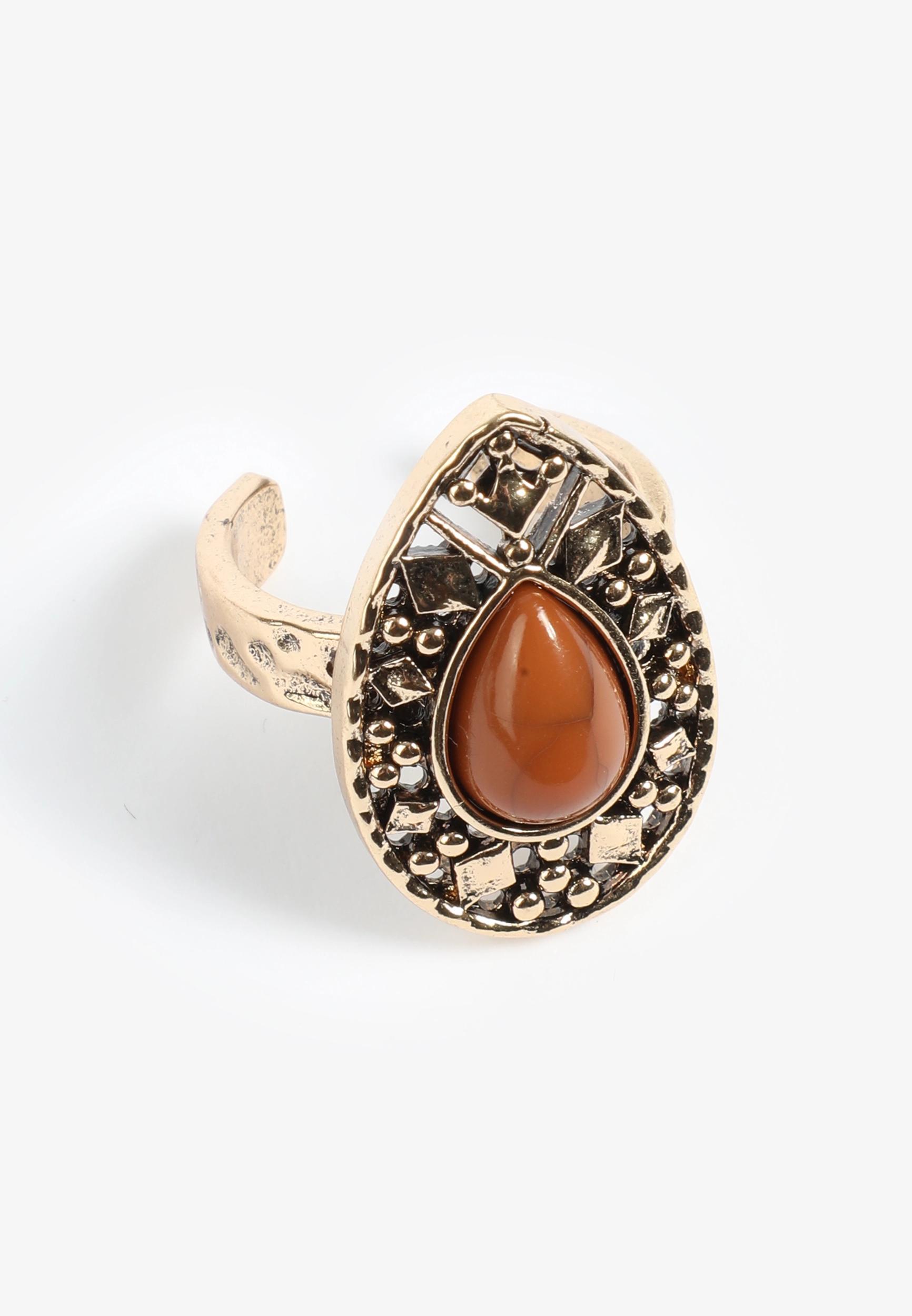 Brown Faux Stone Oval Ring Product Image