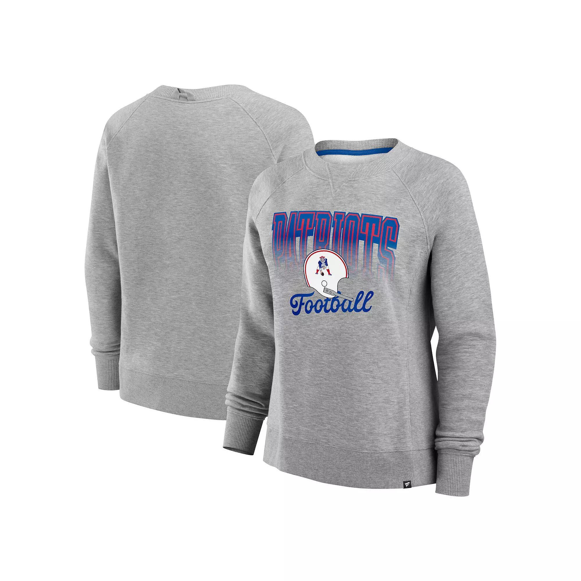 Women's Fanatics Heather Gray New England Patriots Hit Hard Fleece Pullover Sweatshirt, Size: Large, Grey Product Image