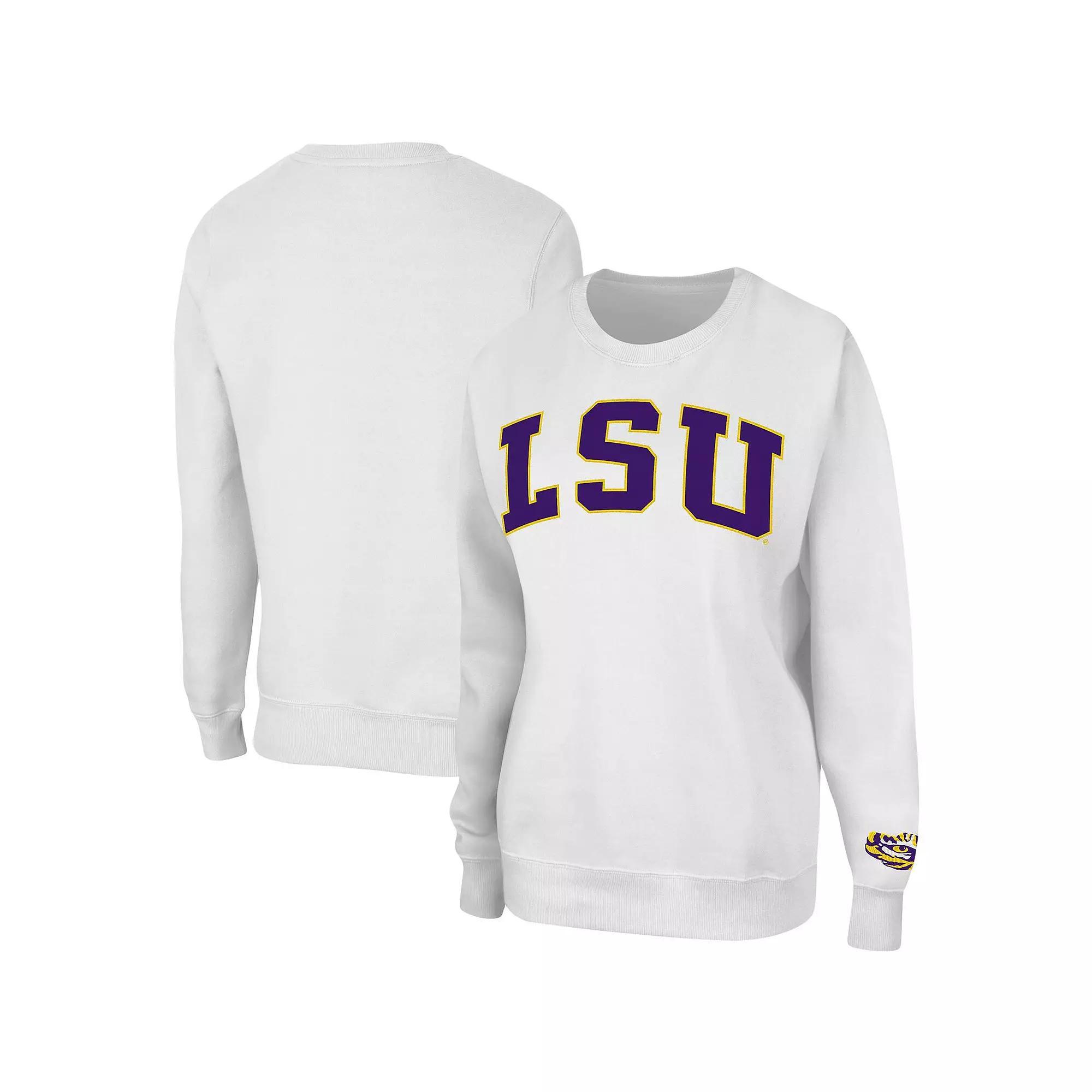 Women's Colosseum White LSU Tigers Campanile Pullover Sweatshirt, Size: 2XL Product Image