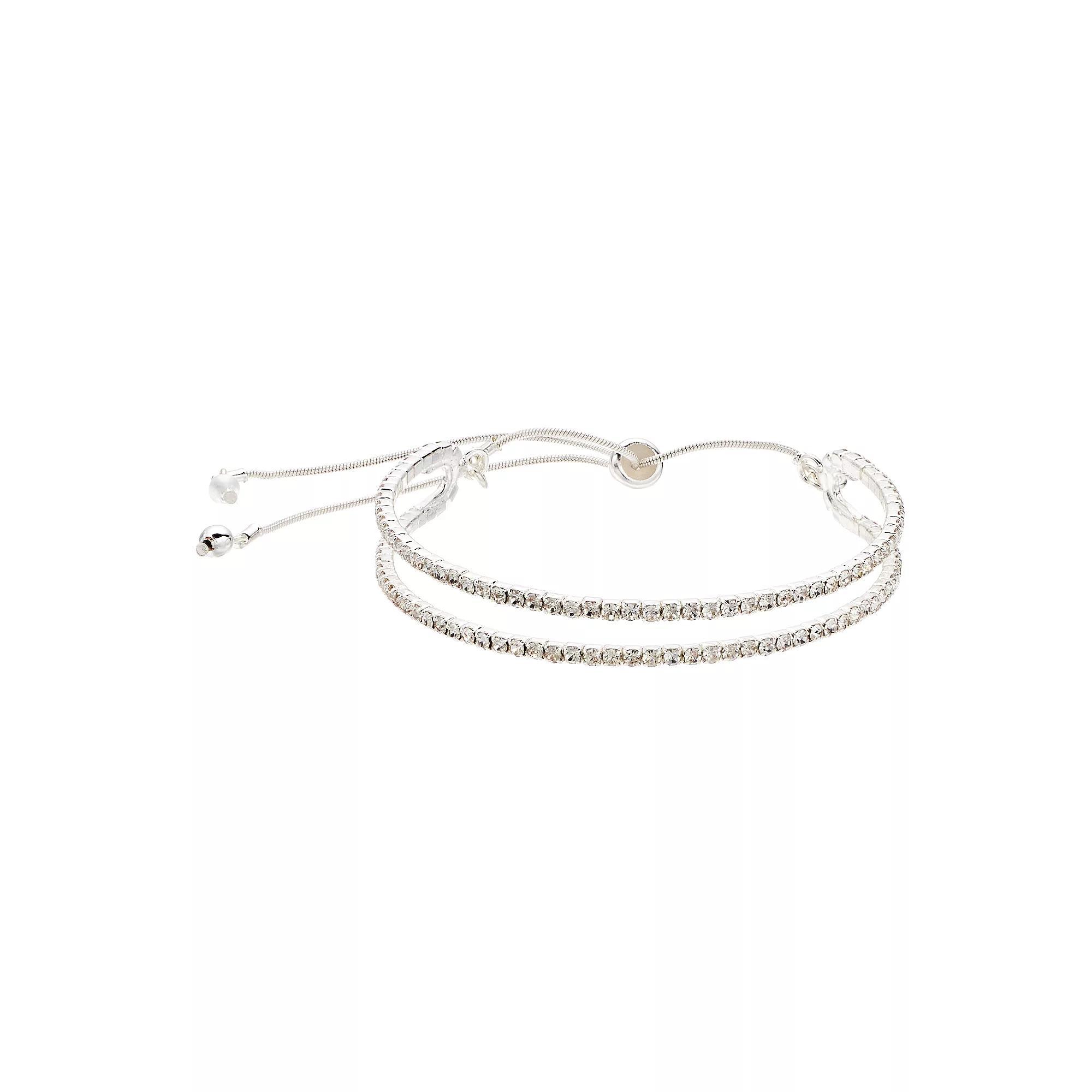 You're Invited Silver Tone Simulated Stone Adjustable Bracelet, Women's Product Image