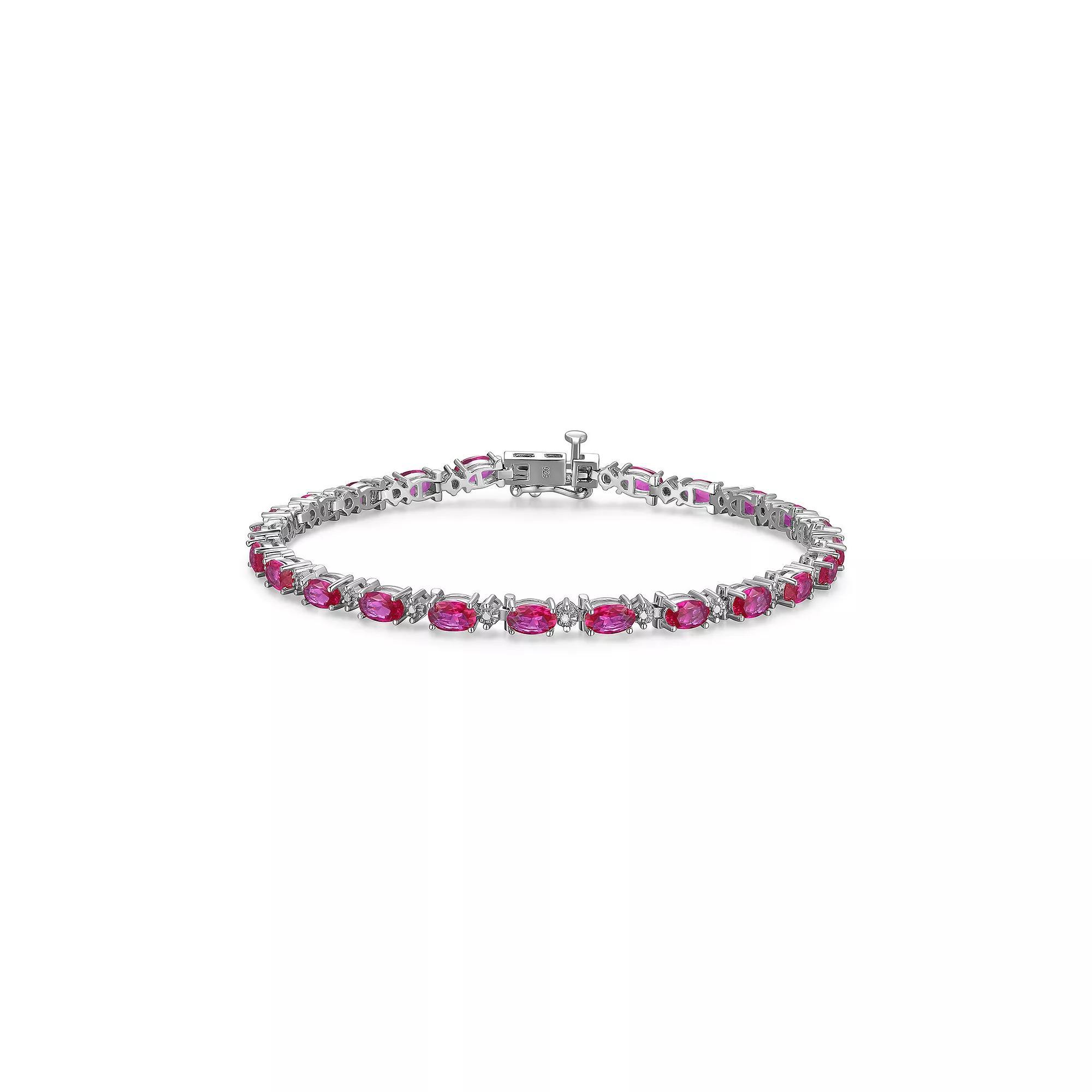 Sterling Silver Birthstone Diamond Accent Tennis Bracelet, Women's, Size: 7.25", Created Red July Product Image