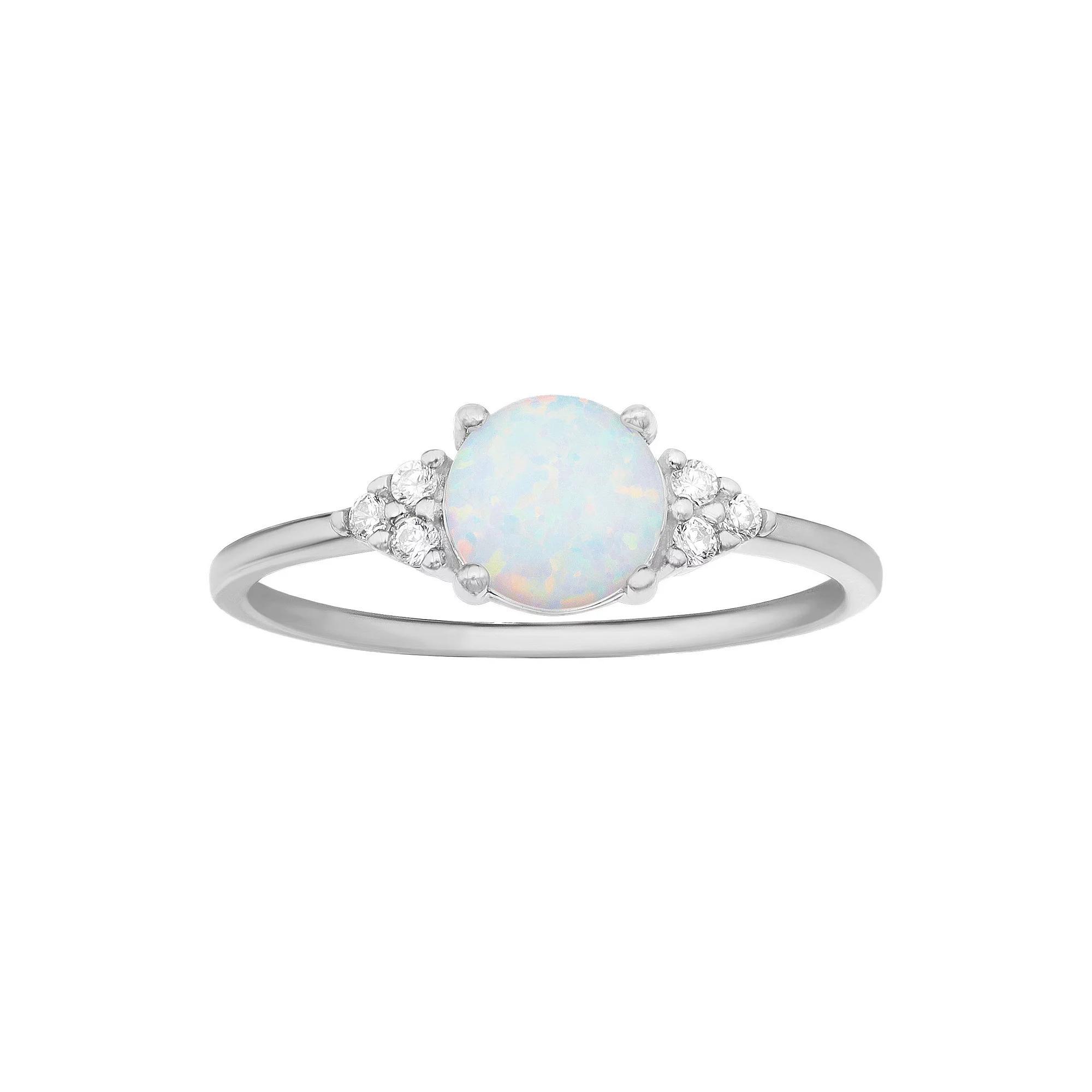 PRIMROSE Sterling Silver White Opal & Cubic Zirconia Cluster Ring, Women's, Size: 8 Product Image