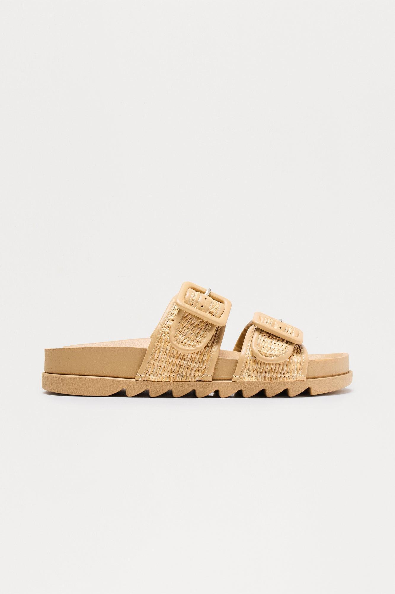 Venice Beach Raffia Sandals - Natural Product Image