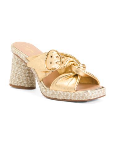 Leather Twist Band Heeled Sandals for Women | Leather/Metal Product Image