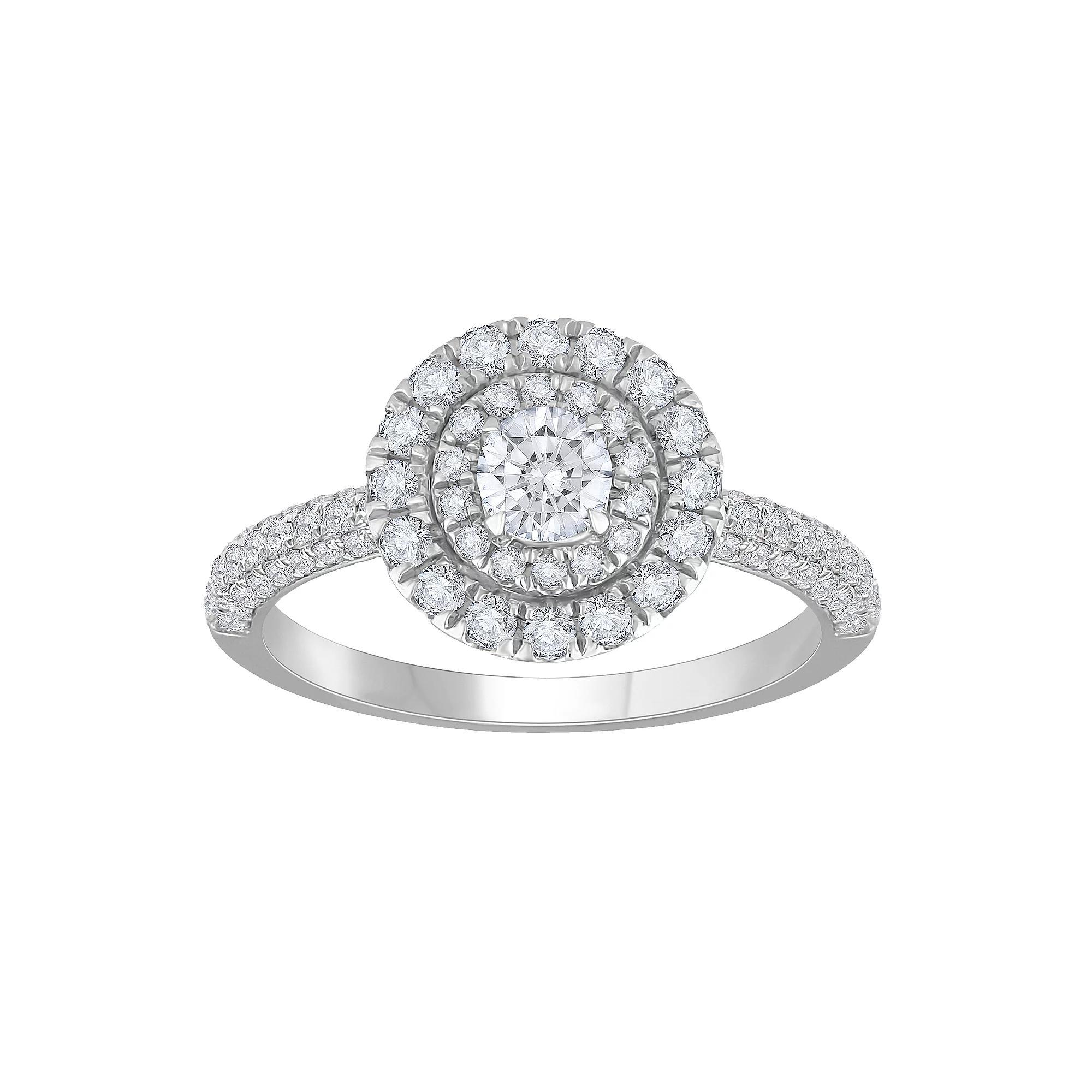 Diamond Medley 14k White Gold 1 Carat T.W. Lab-Grown Diamond Tiered Halo Ring, Women's, Size: 7, 14k Whgold Product Image