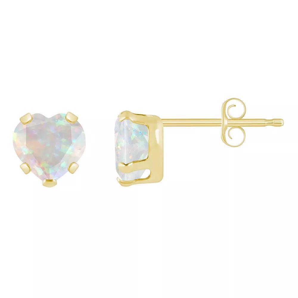 Celebration Gems 10k Gold 5 mm Heart Shape Gemstone Stud Earrings, Womens, Created White Product Image