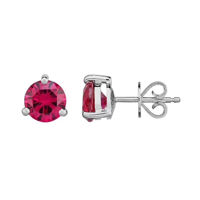 Sterling Silver Lab-Created Ruby Stud Earrings, Womens Product Image