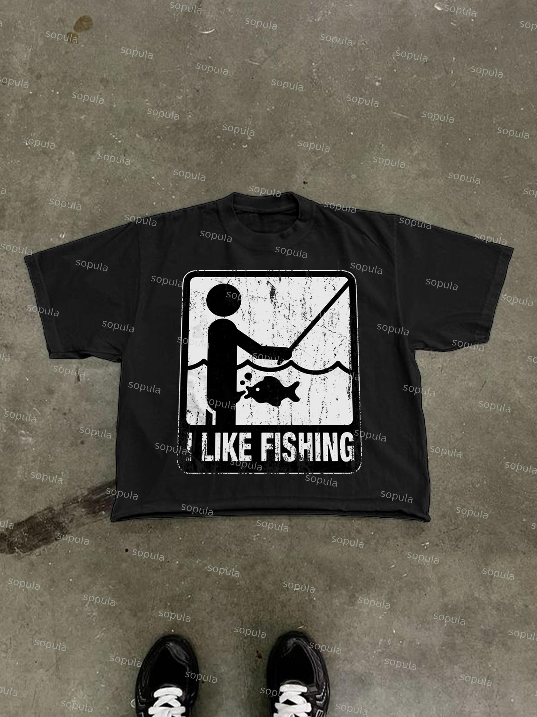 I Like Fishing Vacation Spoof Vintage Graphic Cropped T-shirt Product Image