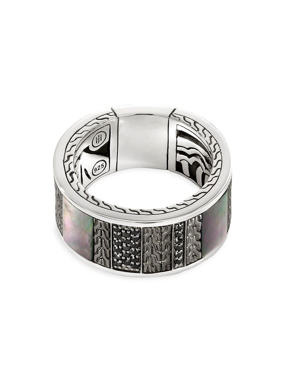 Mens Thailand Carved Chain Inlay Band Ring Product Image