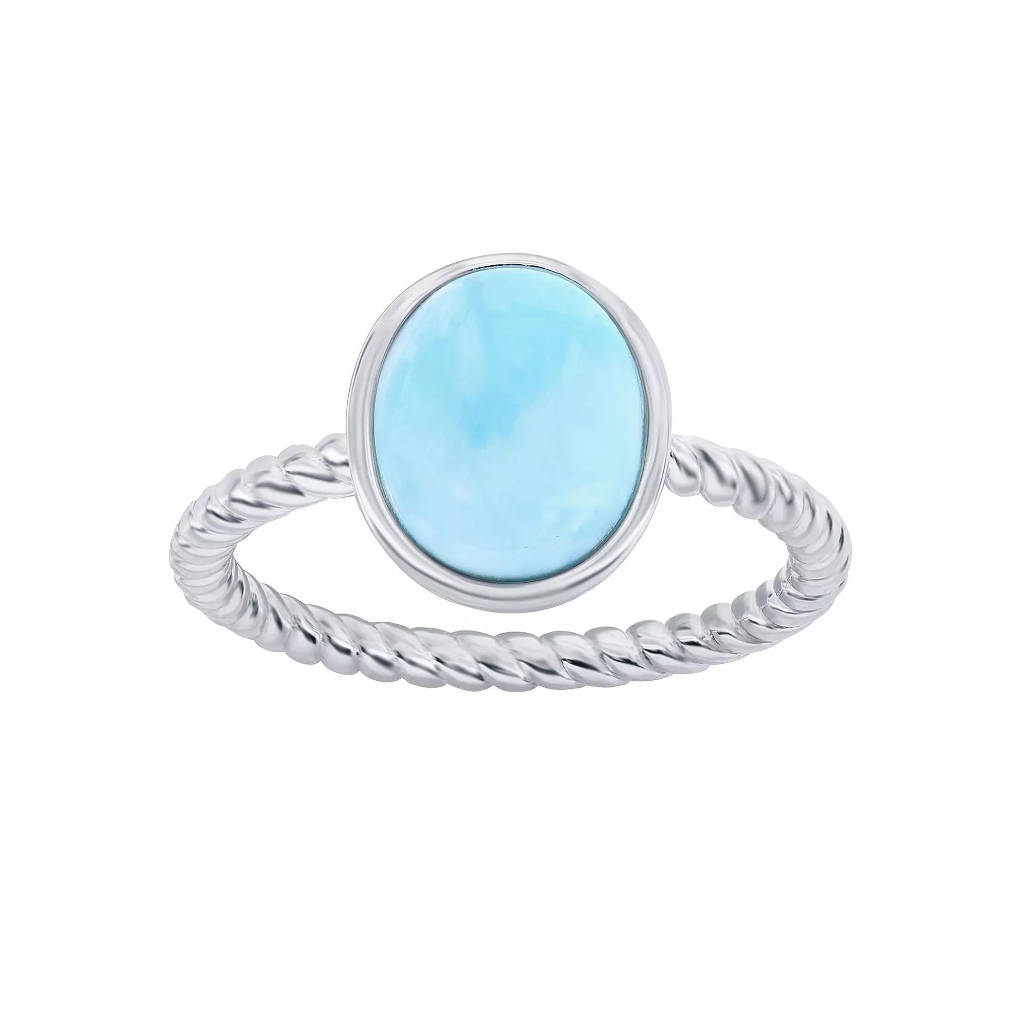 Nautica Rocks Sterling Silver Larimar Rope Band Ring, Women's, Size: 8 Product Image