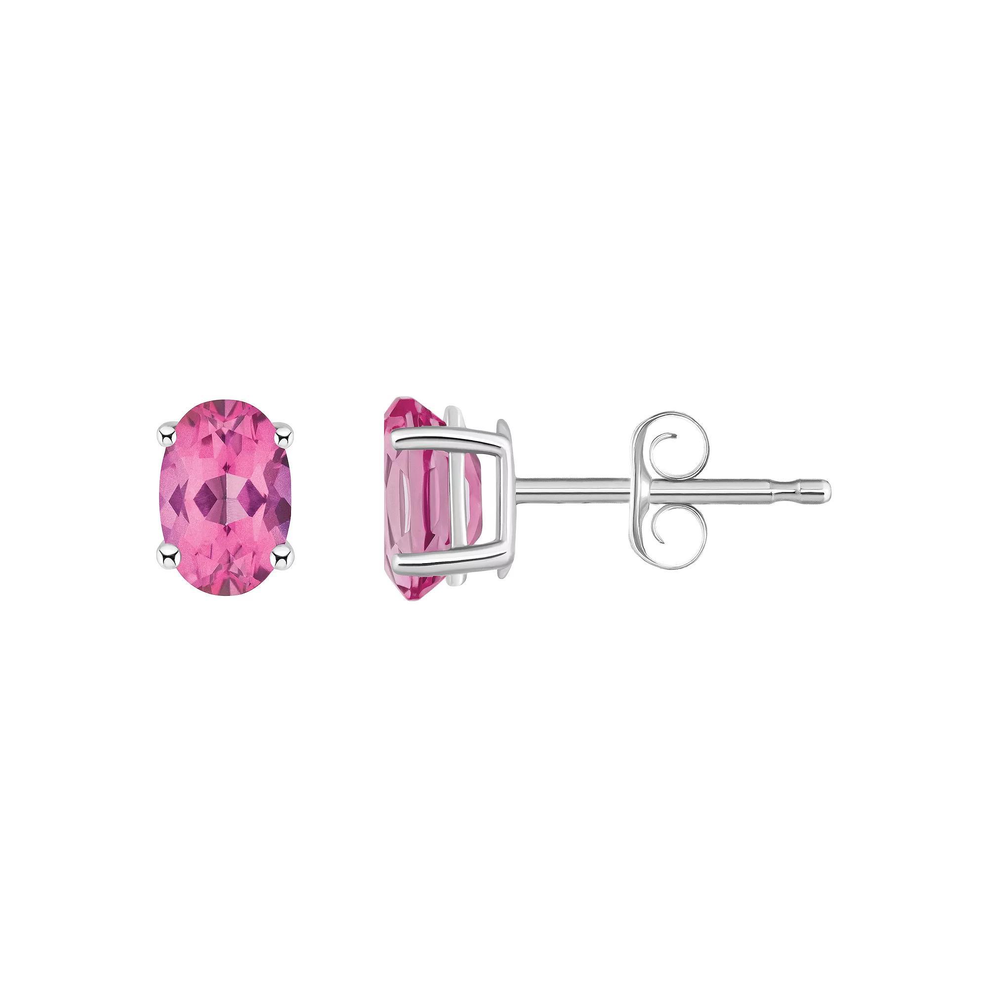 Celebration Gems 14k Gold Oval Gemstone Stud Earrings, Womens, Red Product Image
