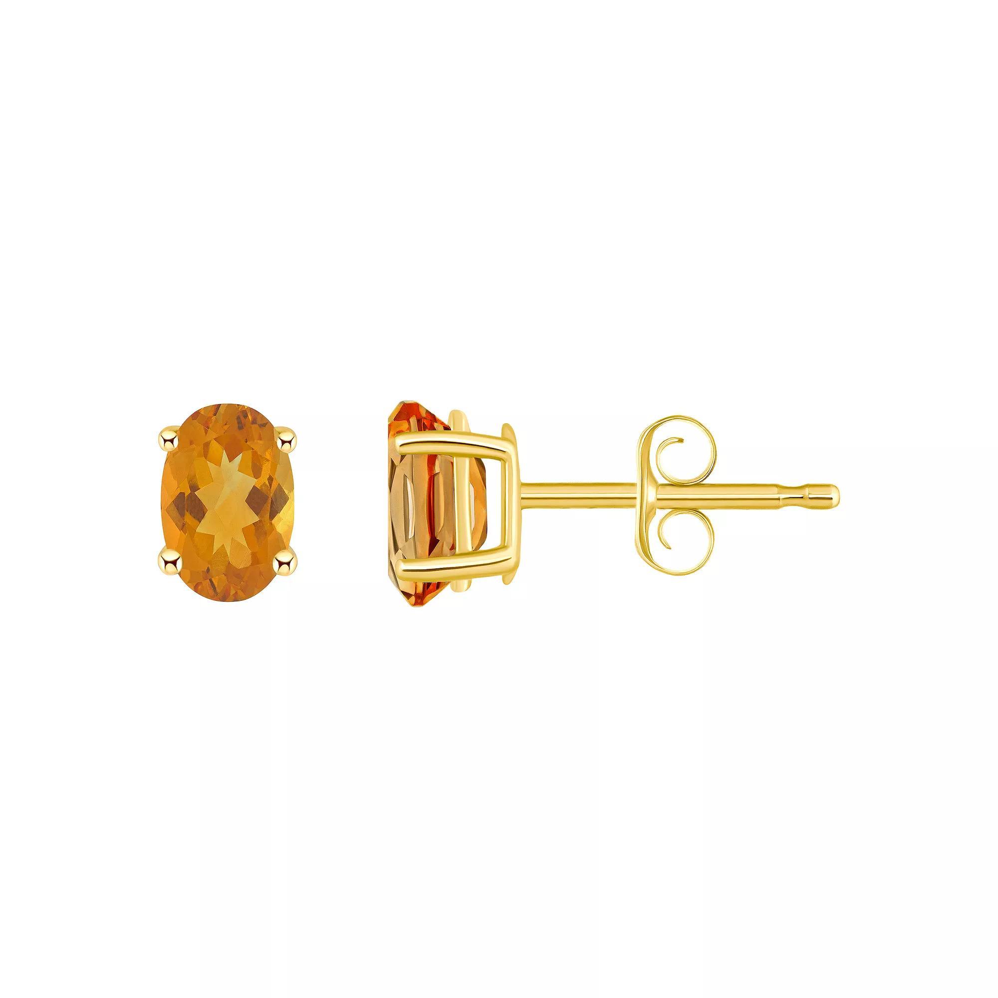 Celebration Gems 14k Gold Oval Gemstone Stud Earrings, Womens, Red Product Image