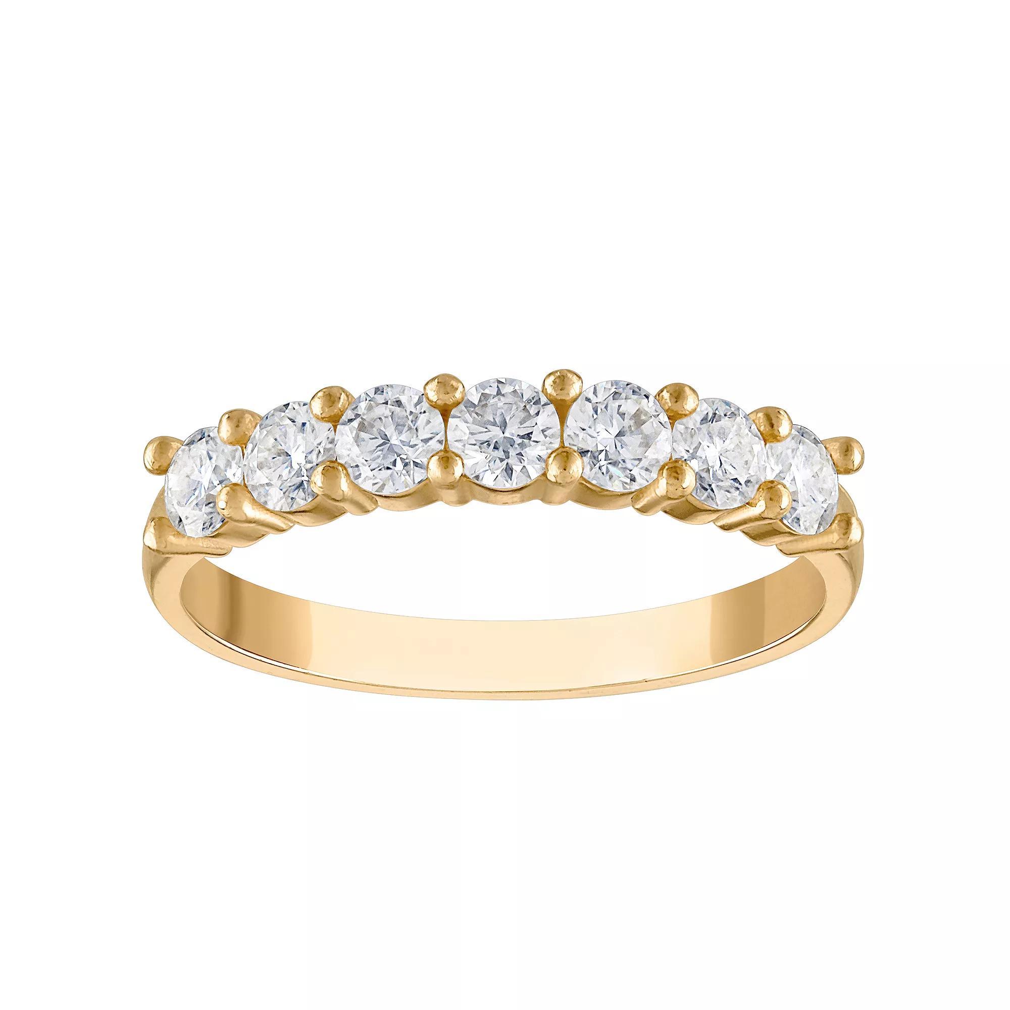 White Lotus 10k Gold 1 1/8 Carat T.W. Lab-Created Moissanite Row Ring, Womens Product Image