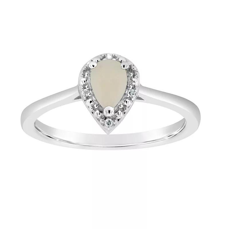 Celebration Gems Sterling Silver Pear Shaped Diamond Accent Frame Ring, Womens Moonstone Product Image