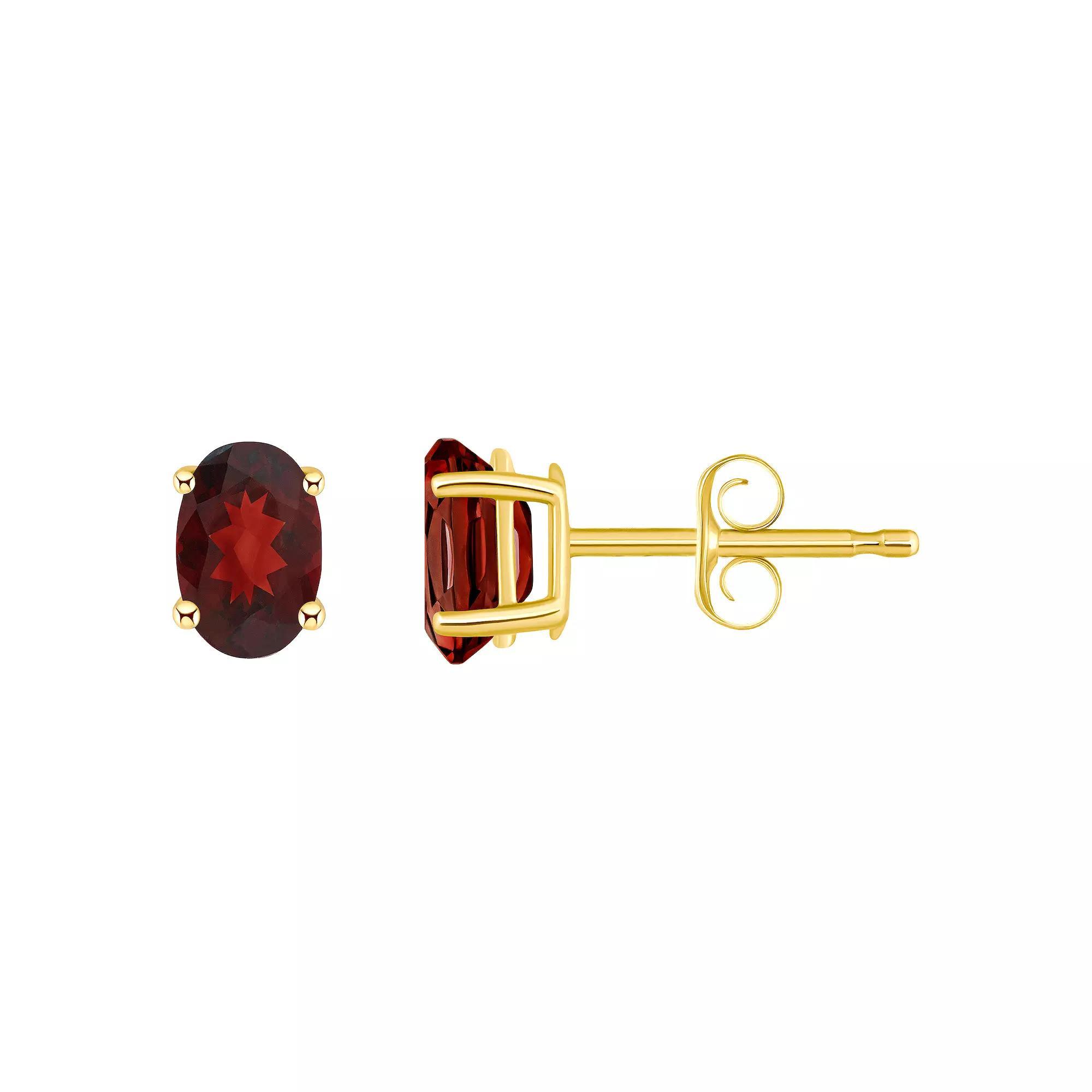Celebration Gems 14k Gold Oval Gemstone Stud Earrings, Womens, Red Product Image
