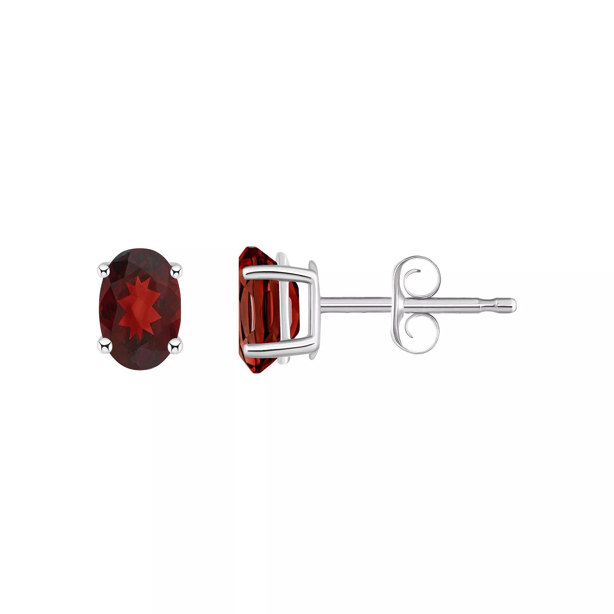 Celebration Gems 14k Gold Oval Gemstone Stud Earrings, Womens, Red Product Image