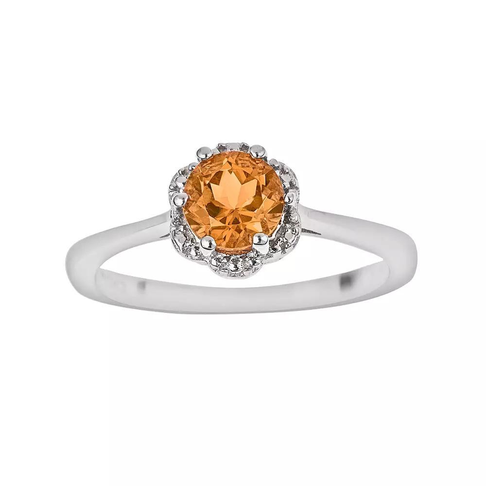 Celebration Gems Sterling Silver White Topaz Scalloped Frame Ring, Women's, Size: 9 Product Image