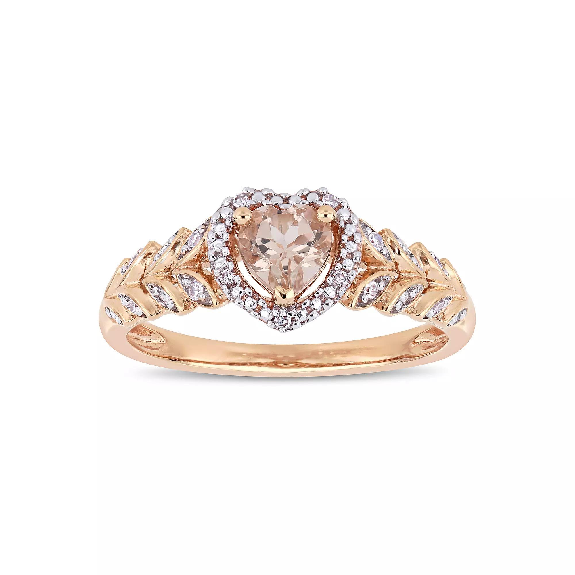Stella Grace 10k Rose Gold Morganite & Diamond Accent Heart Ring, Womens 10k Pink Product Image