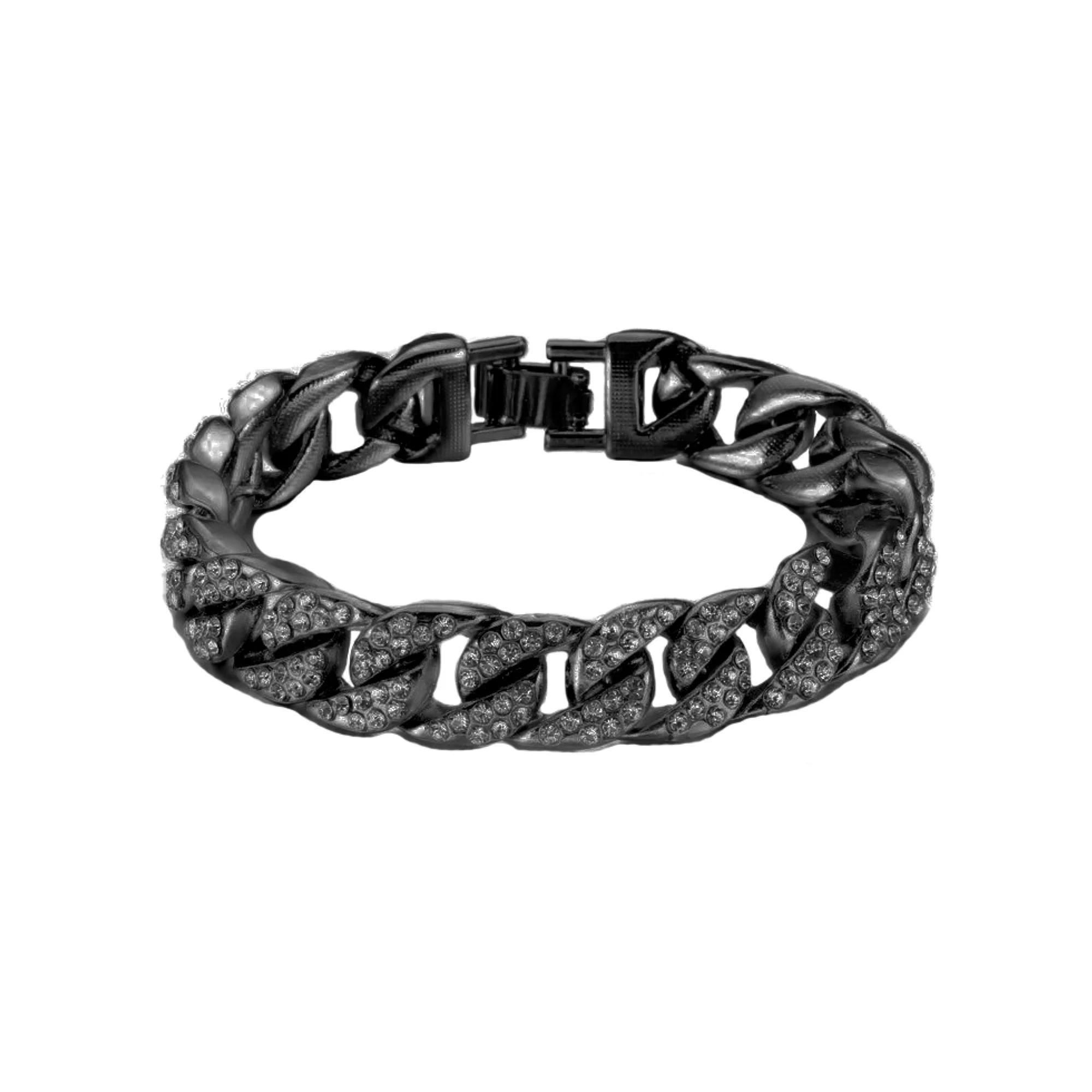 Men's American Exchange Gunmetal Tone Bling Cuban Chain Bracelet, Size: 8.5", Two Tone Product Image