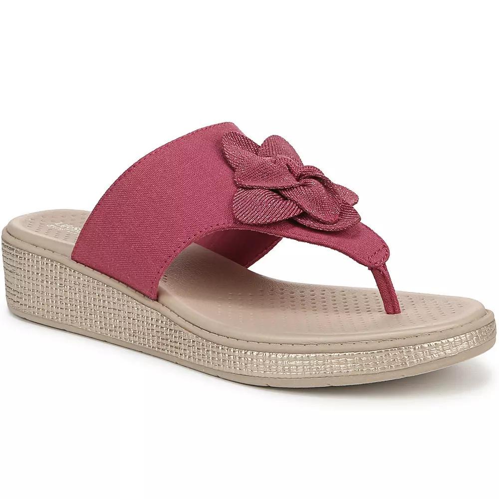 LifeStride Bloom Women's Wedge Thong Sandals, Size: 8, Dusty Rose Blue Product Image