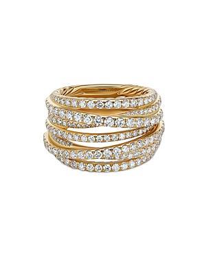 David Yurman 18K Yellow Gold Diamond Crossover Multirow Stack Look Ring Product Image