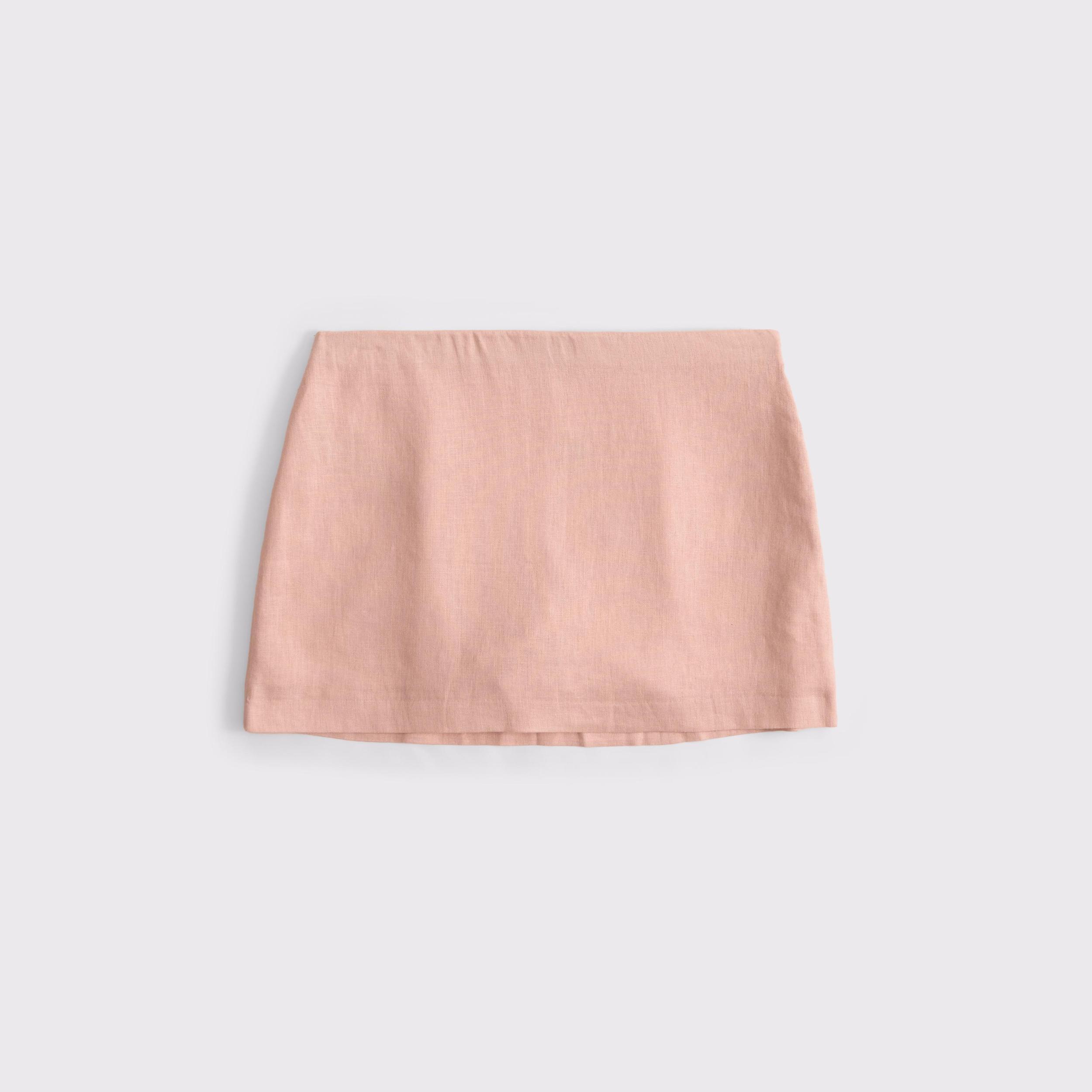 The A&F Scarlett Mid Rise Linen-Blend Mini Skort Product Image