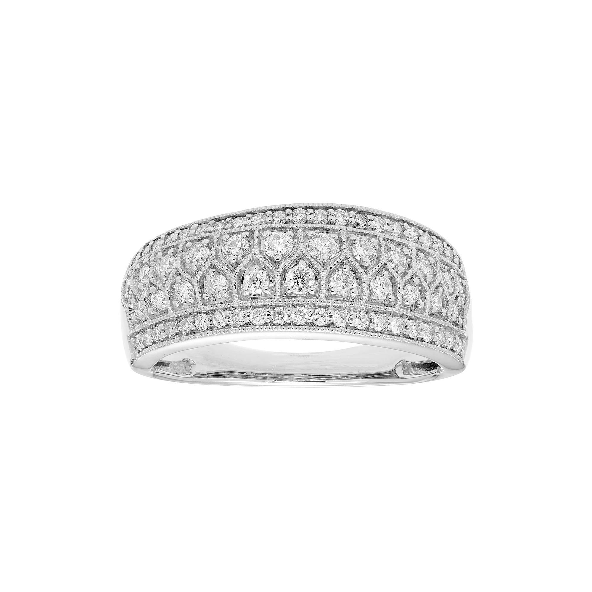 The Regal Collection 14k Gold 1/2 Carat T.W. IGL Certified Diamond Multi Row Ring, Women's, Size: 7, Yellow Product Image