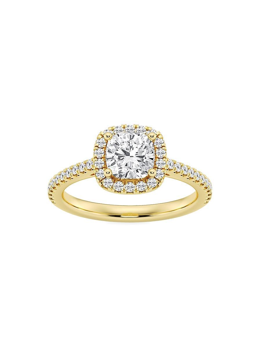 Womens 14K Yellow Gold & Cushion-Cut Lab-Grown Diamond Halo Ring/1.30-3.60 TCW Product Image