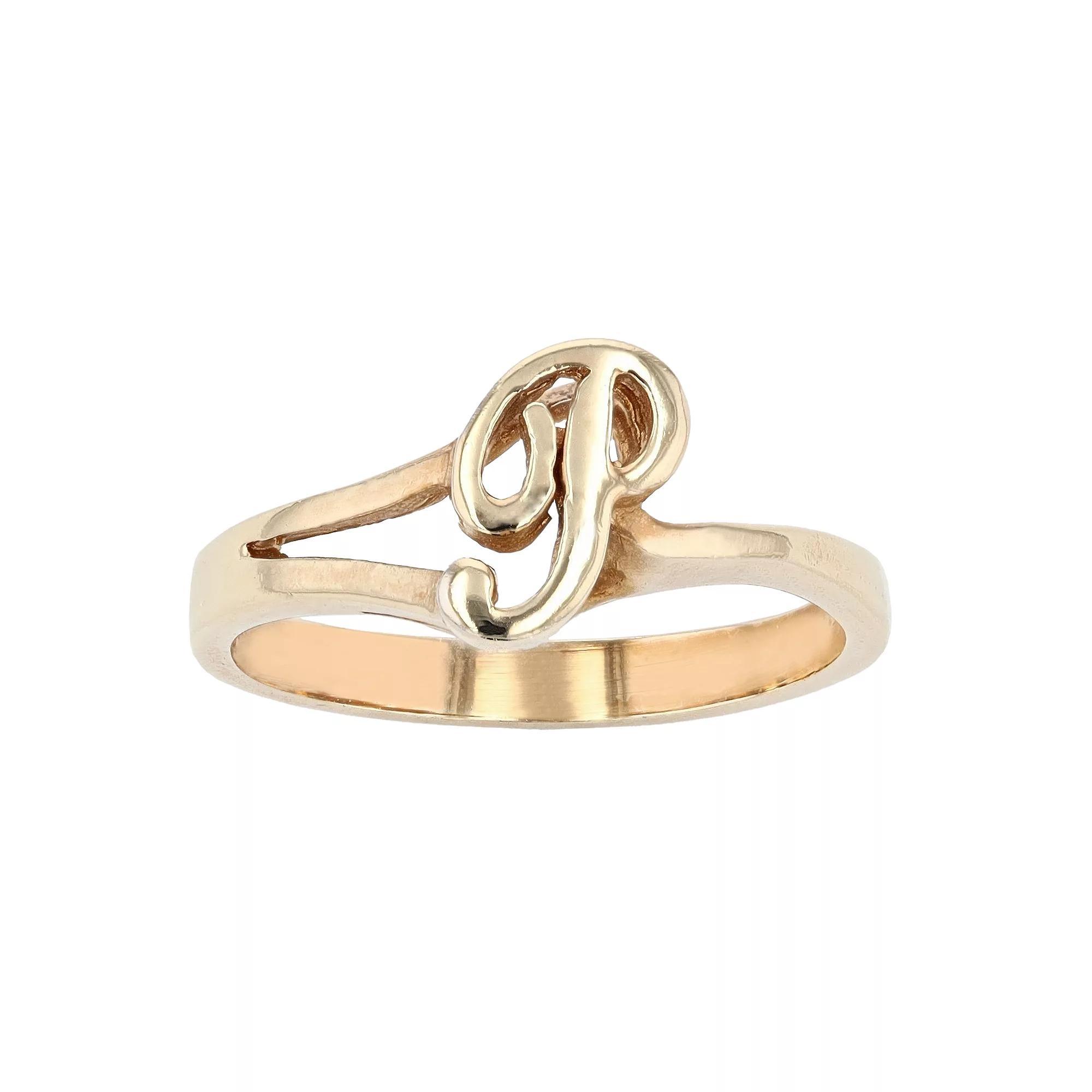 Traditions Jewelry Company 18k Gold Over Silver Script Initial Ring, Women's, Size: 10 Product Image