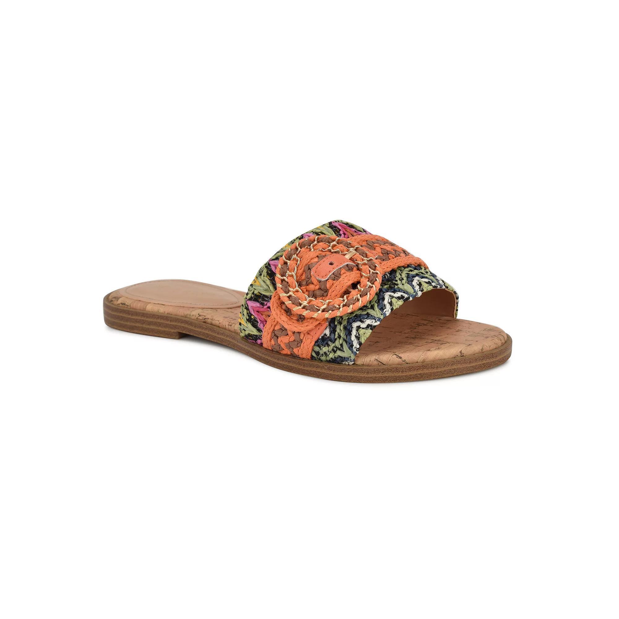 Nine West Poland Open Toe Slip-On Women's Casual Flat Sandals, Size: 12, Orange Brown Team Product Image